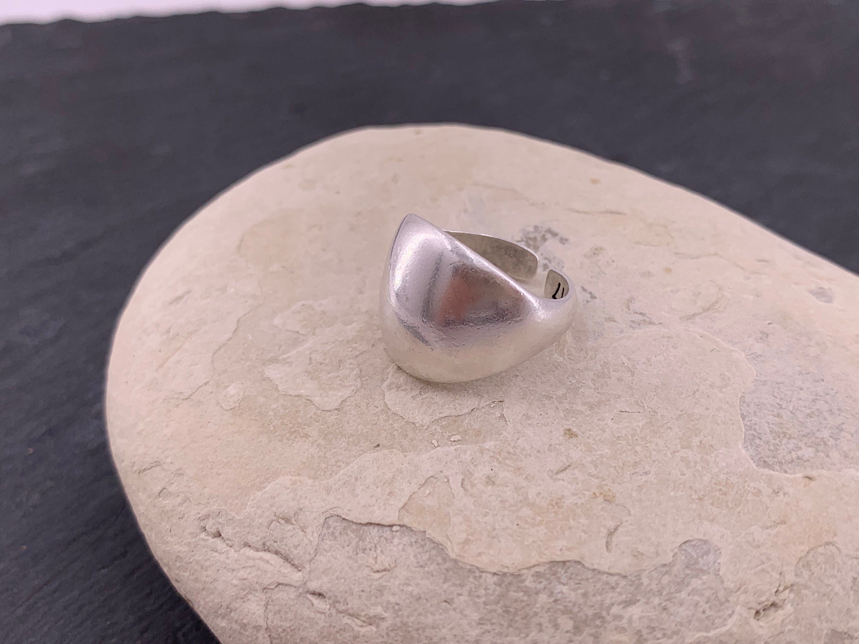 Chunky silver dome bold ring, rock style industrial jewelry