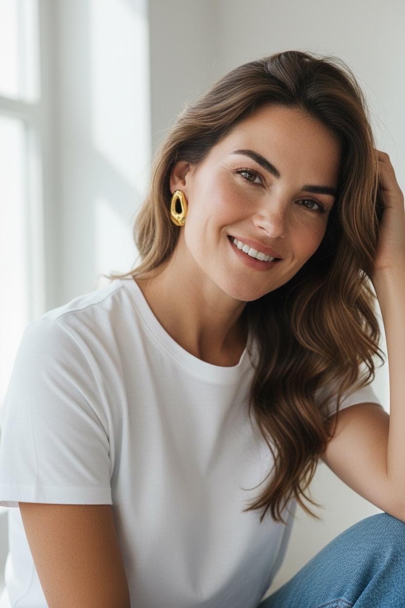 Gold plated organic shape earrings modern sculptural lightweight earrings