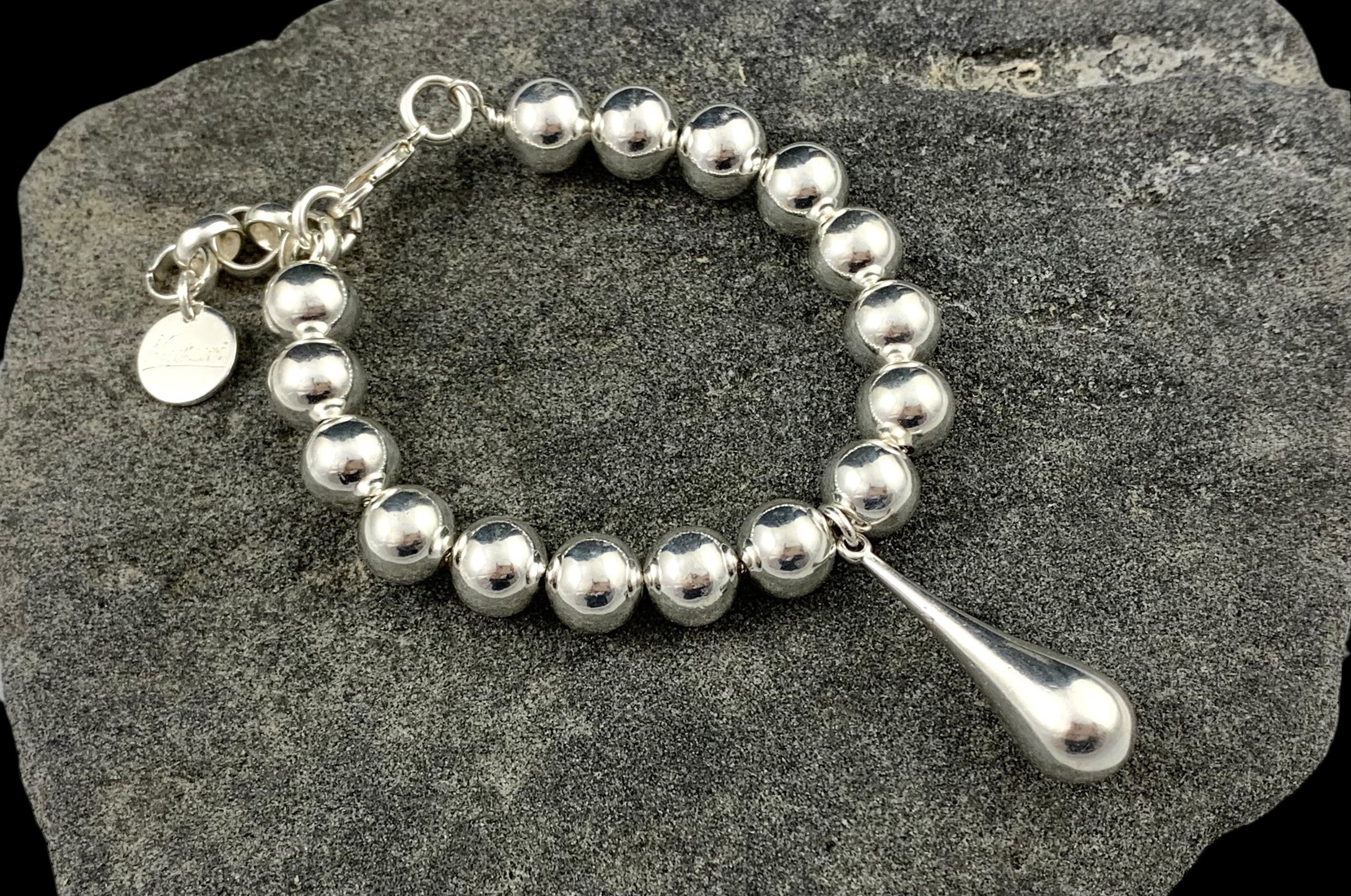 Chunky balls statement pendant silver bracelet, beaded chain chunky bracelet, unique gift for women, chunky silver jewelry, sister present