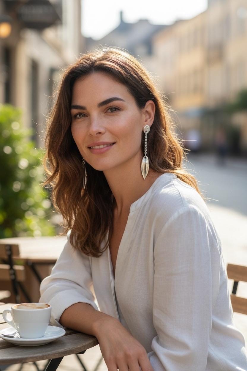 Long bohemian Silver chain and leaf drop earrings, handmade custom jewelry