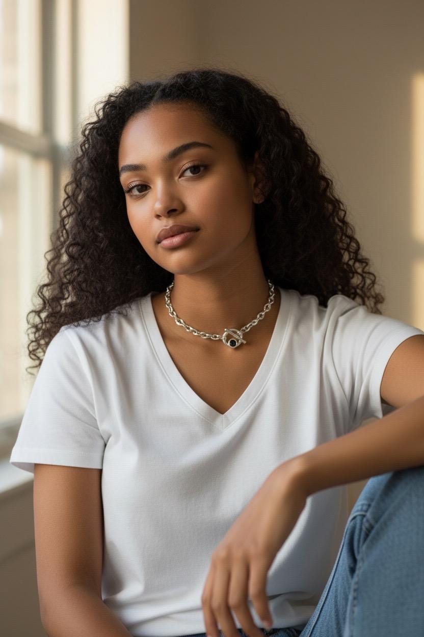 Silver chunky toggle necklace, chain necklace with Swarovski crystal, gift for her, , bold chain choker