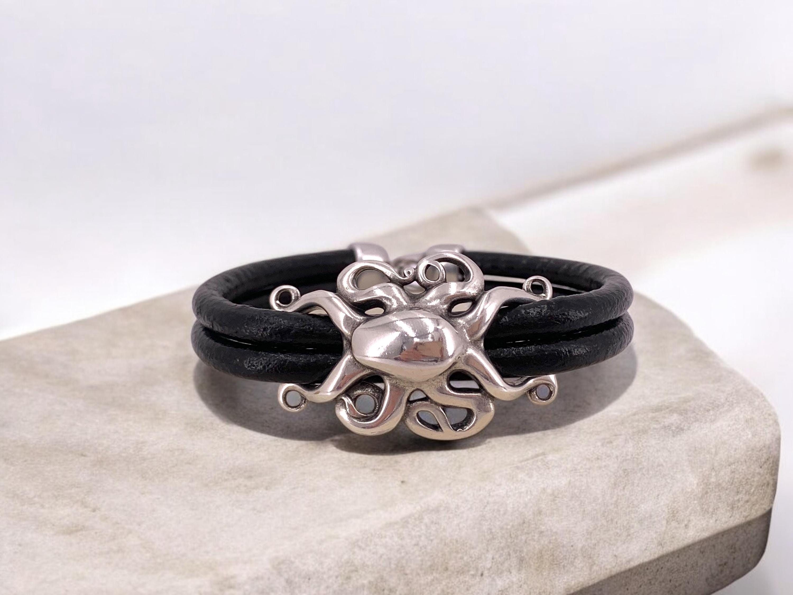 Men’s leather bracelet, octopus bracelet, divers bracelet, gift for men, surfer bracelet, seaman bracelet , manly and masculine