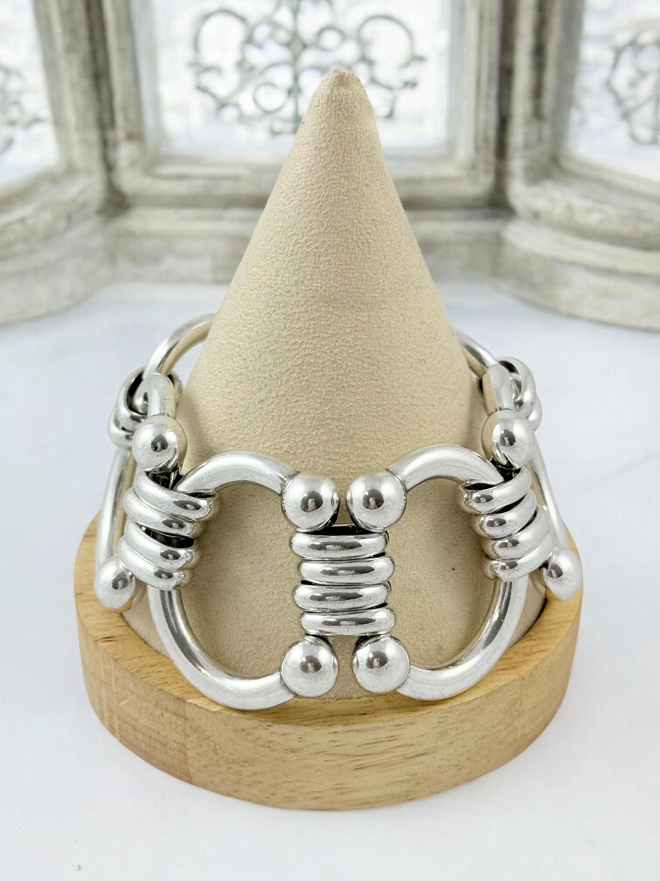 Chunky Silver-Plated Equestrian Link Bracelet – Bold Statement Chain – Adjustable Fit for larger wrist