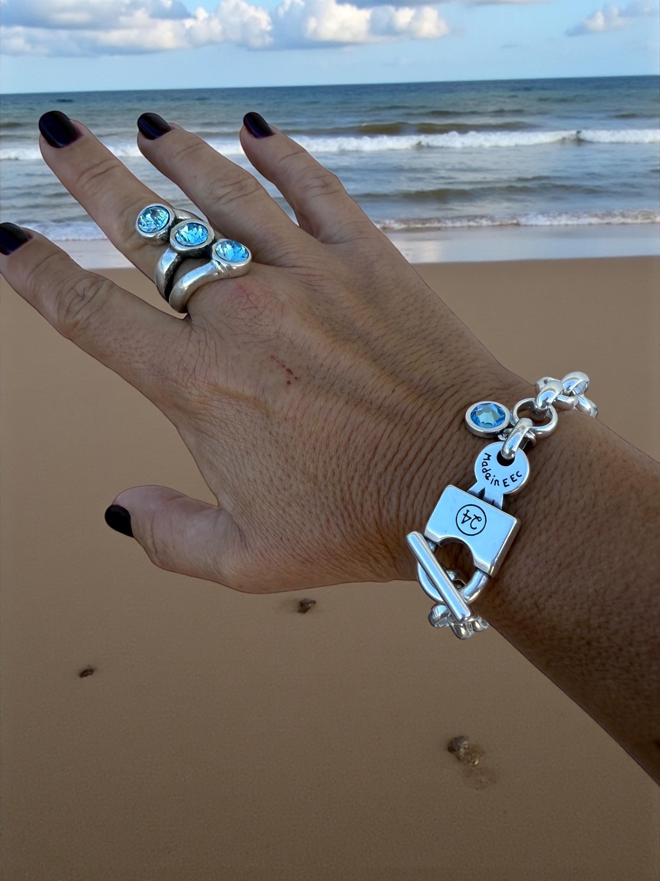 Oversized thick chain womens padlock bracelet| chunky key-lock Cuban link chain bracelet| edgy style silver curb chain cuff bracelet