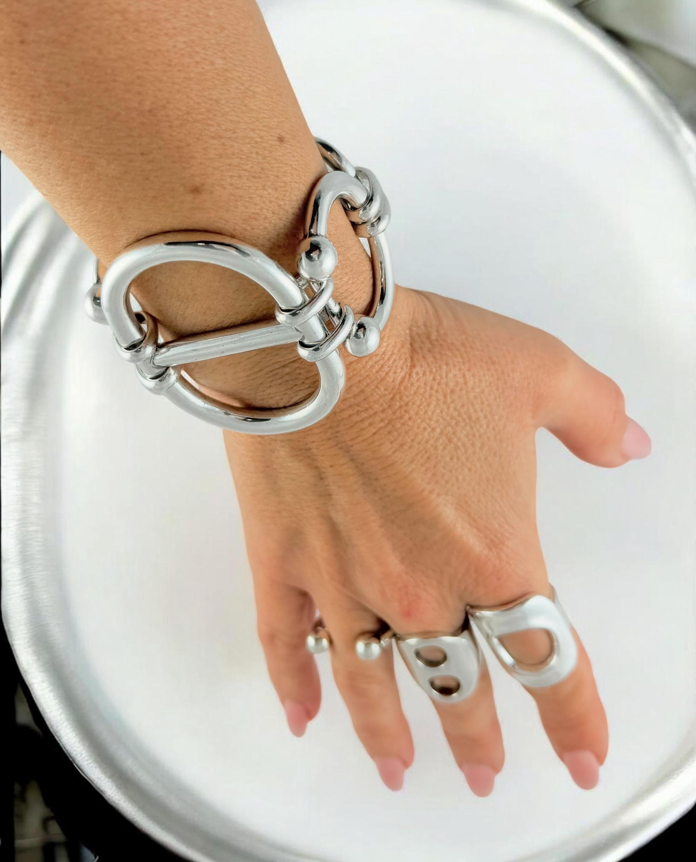 Chunky Silver extra large Link Bracelet – Bold Mariner Chain Design – Adjustable Statement Jewelry For large wrist