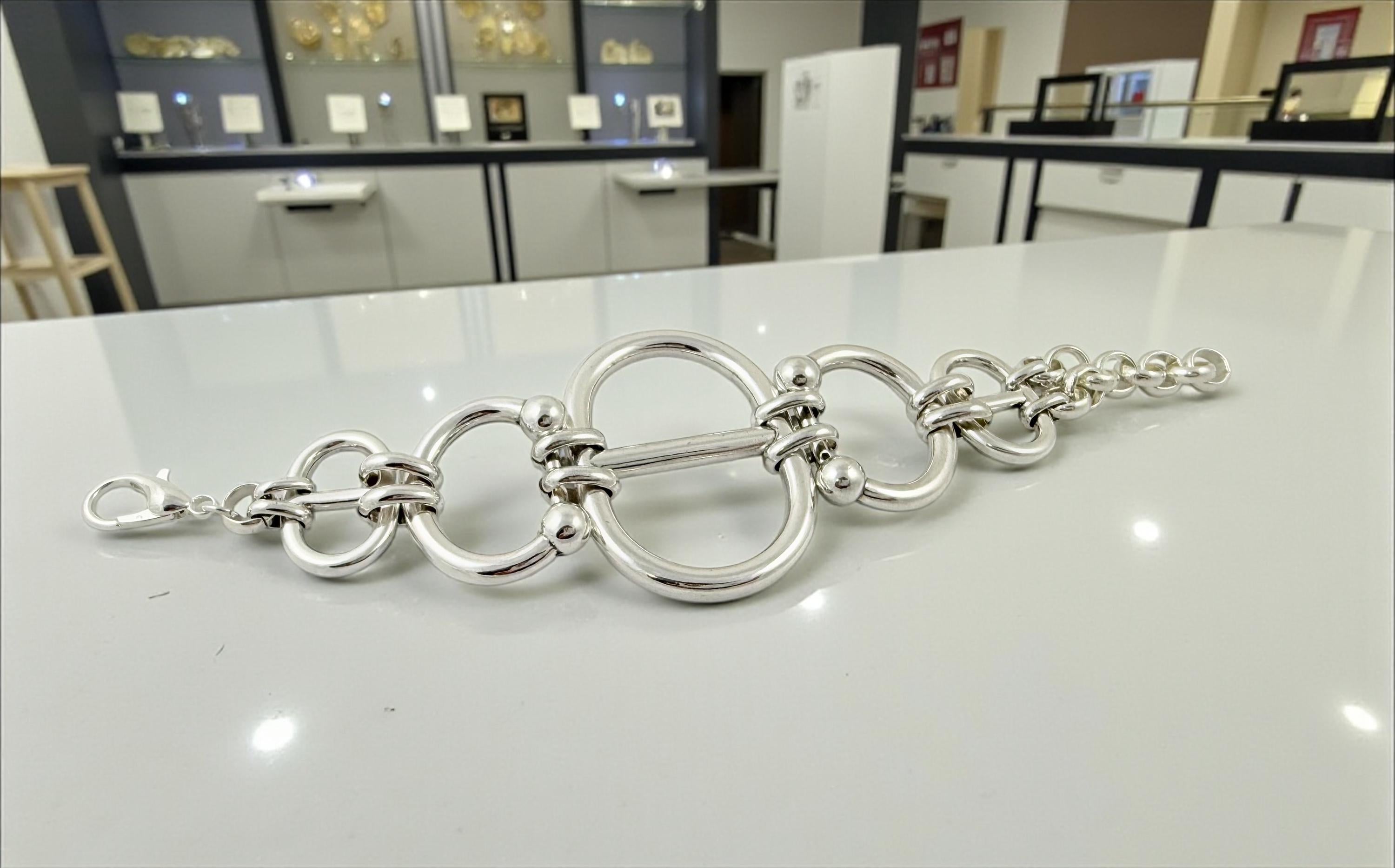 Chunky Silver extra large Link Bracelet – Bold Mariner Chain Design – Adjustable Statement Jewelry For large wrist