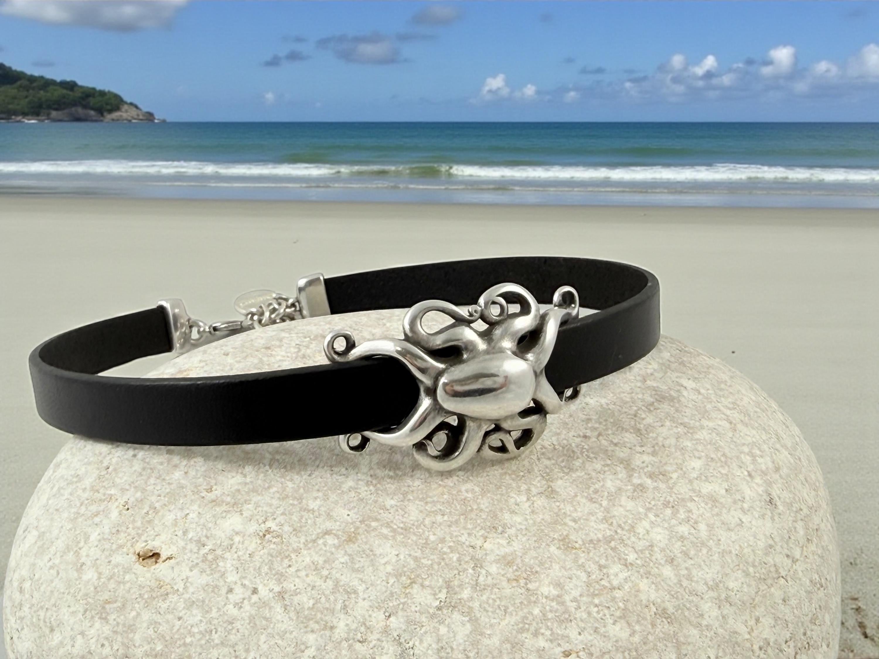 Black Leather Octopus Choker – Adjustable Statement Necklace – Handmade jewelry
