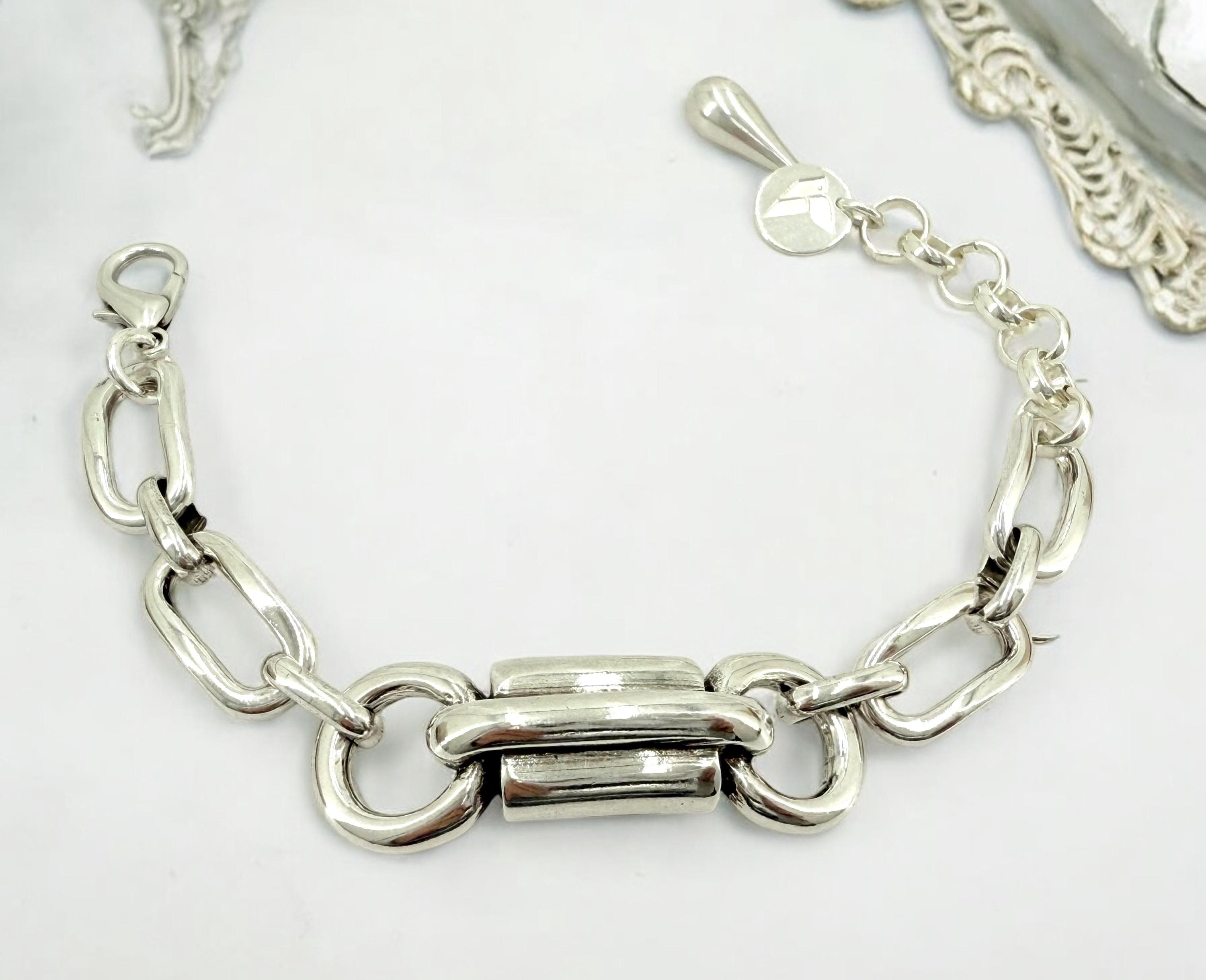 Chunky silver bracelet, bold link bracelet, thick chain bracelet, statement boho bracelet, , bracelet, women birthday gift