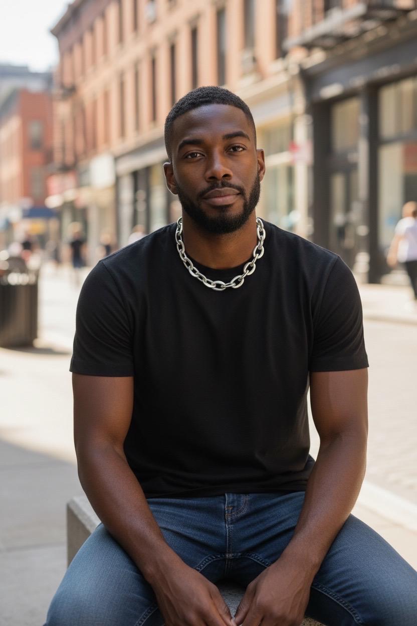 Men Chunky silver chain Necklace –Aluminum Lightweight Statement Jewelry – Handmade Kukuri Jewelry