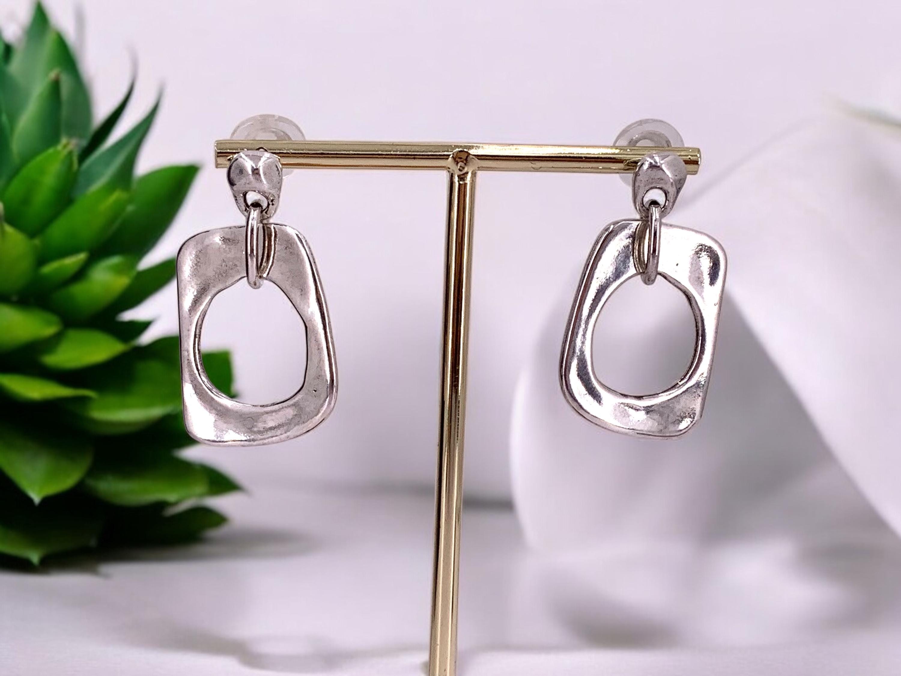 Statement voluminous dangle earrings, chunky silver earrings, bold dangle earrings, silver earrings, oversize earrings, gift for her