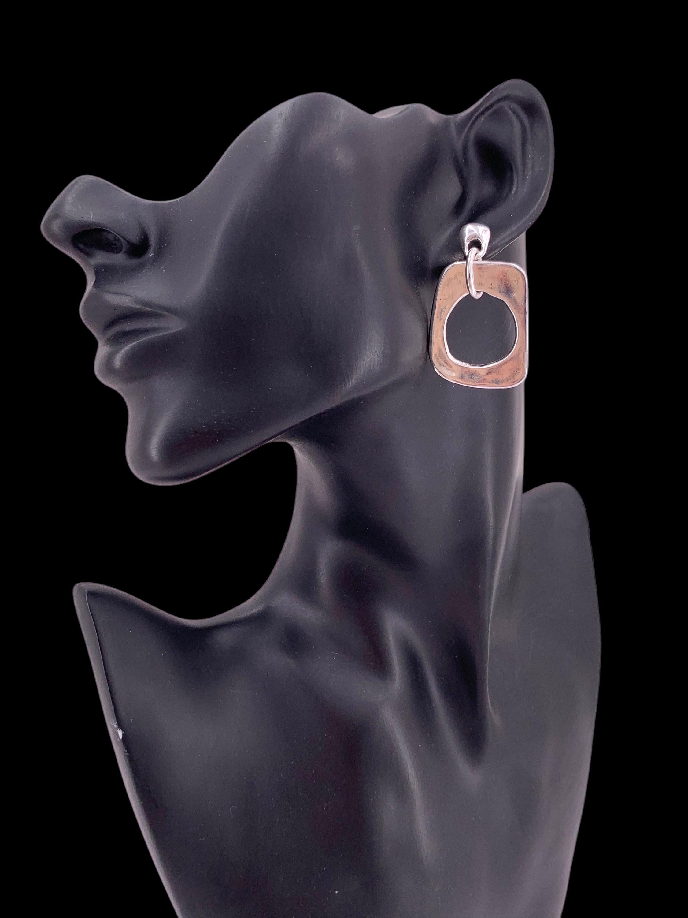 Statement voluminous dangle earrings, chunky silver earrings, bold dangle earrings, silver earrings, oversize earrings, gift for her