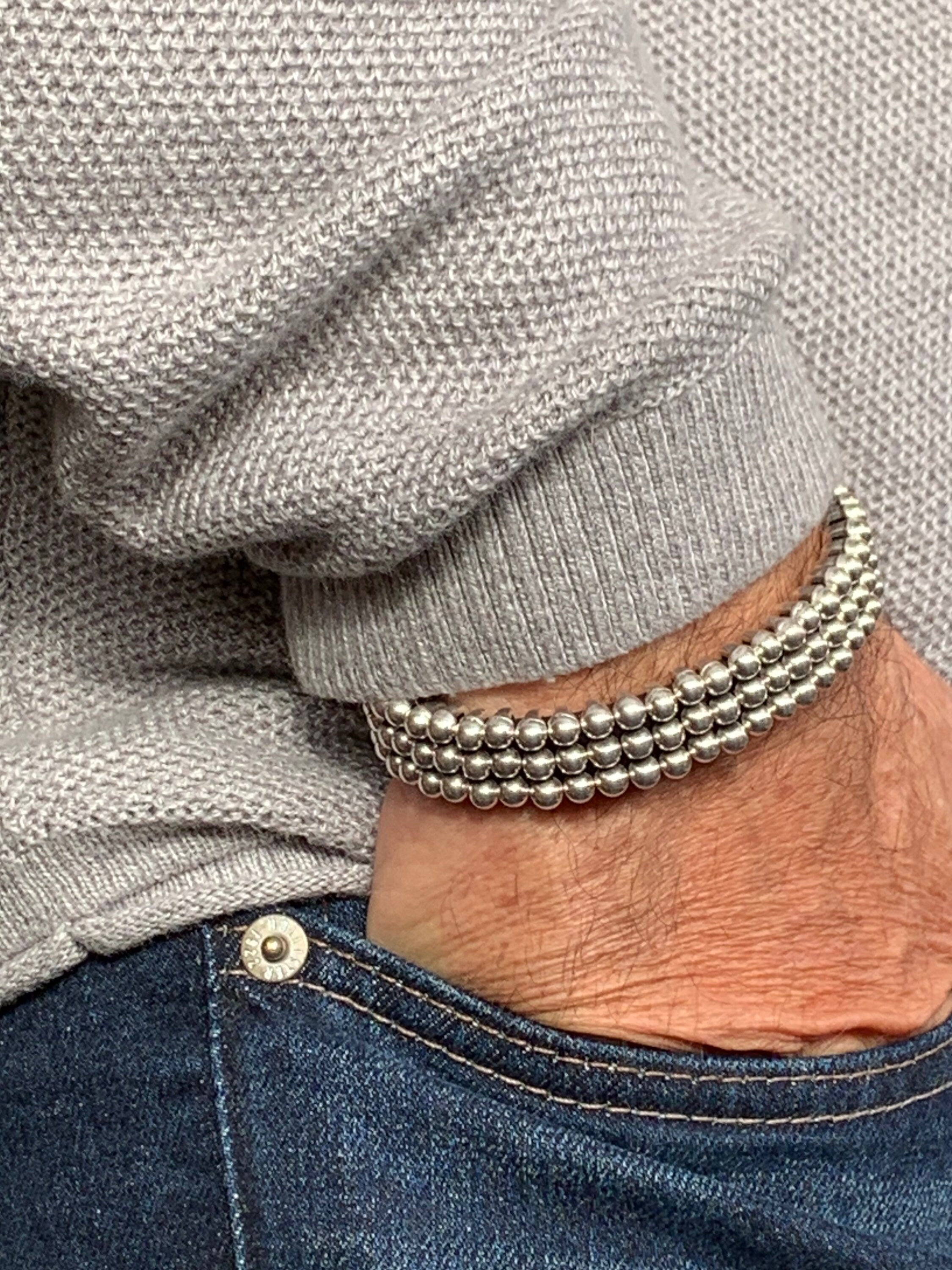 Chunky silver plated unisex industrial bracelet, modern design handmade cuff