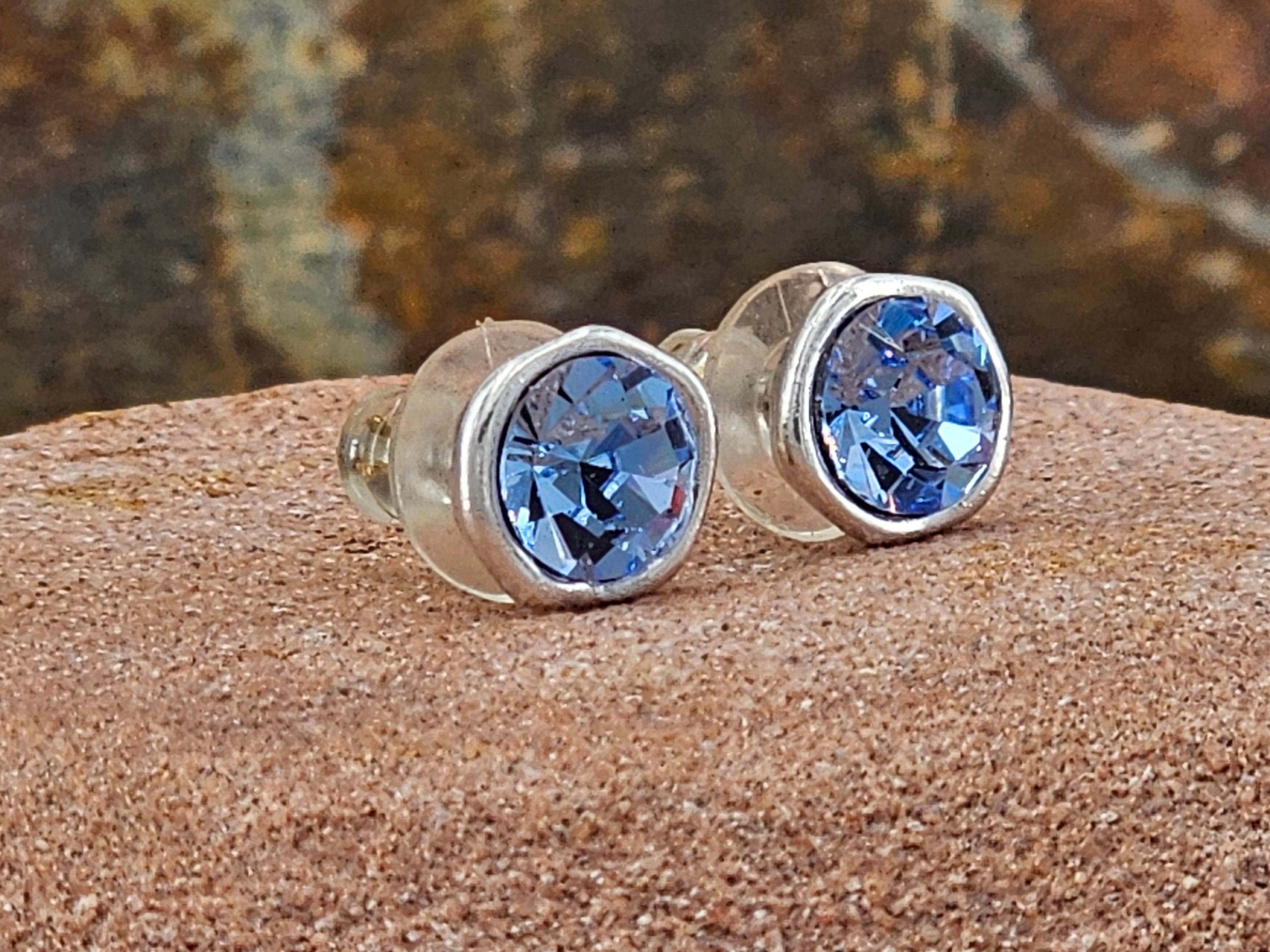 Swarovsky crystal earrings, sparkling silver studs, customized jewelry