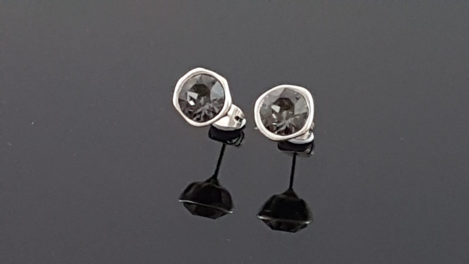 Swarovsky crystal earrings, sparkling silver studs, customized jewelry