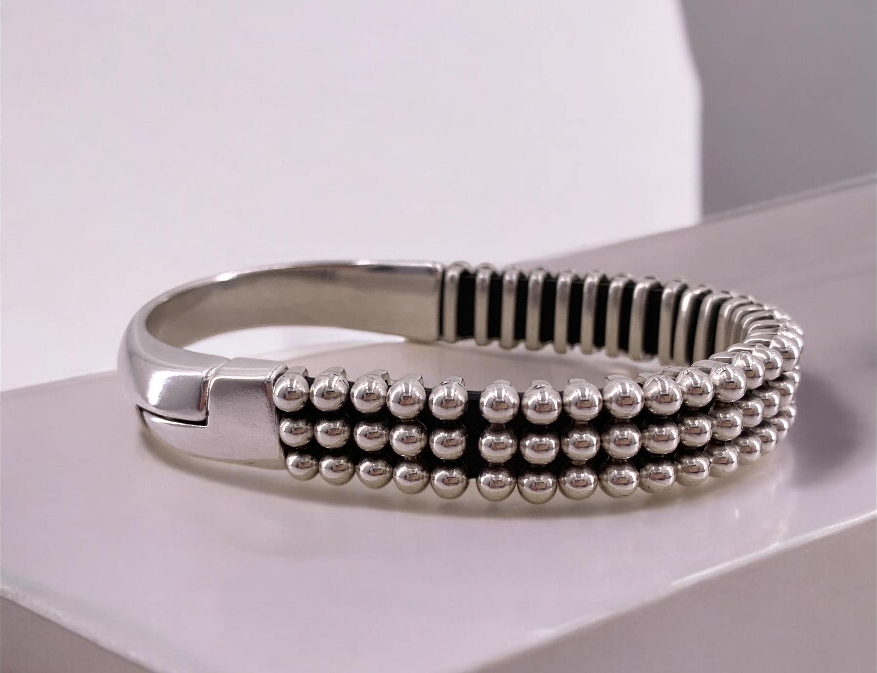 Industrial Chunky Leather & Metal Bracelet for Men — Magnetic Clasp — Bold Handmade Kukuri Jewelry