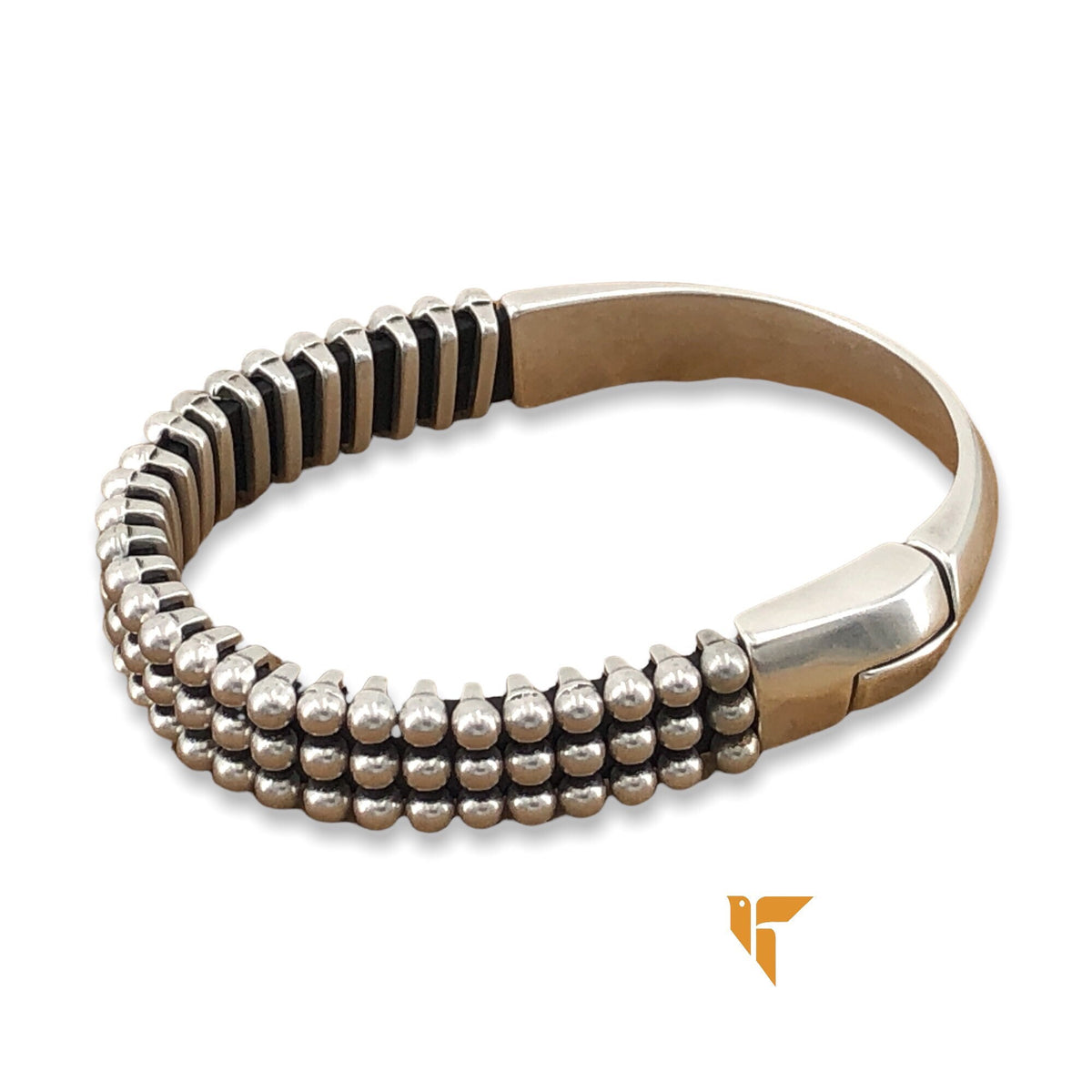 Industrial Chunky Leather & Metal Bracelet for Men — Magnetic Clasp — Bold Handmade Kukuri Jewelry