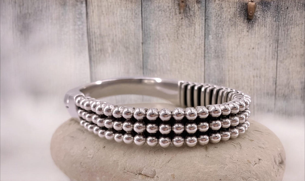 Industrial Chunky Leather & Metal Bracelet for Men — Magnetic Clasp — Bold Handmade Kukuri Jewelry