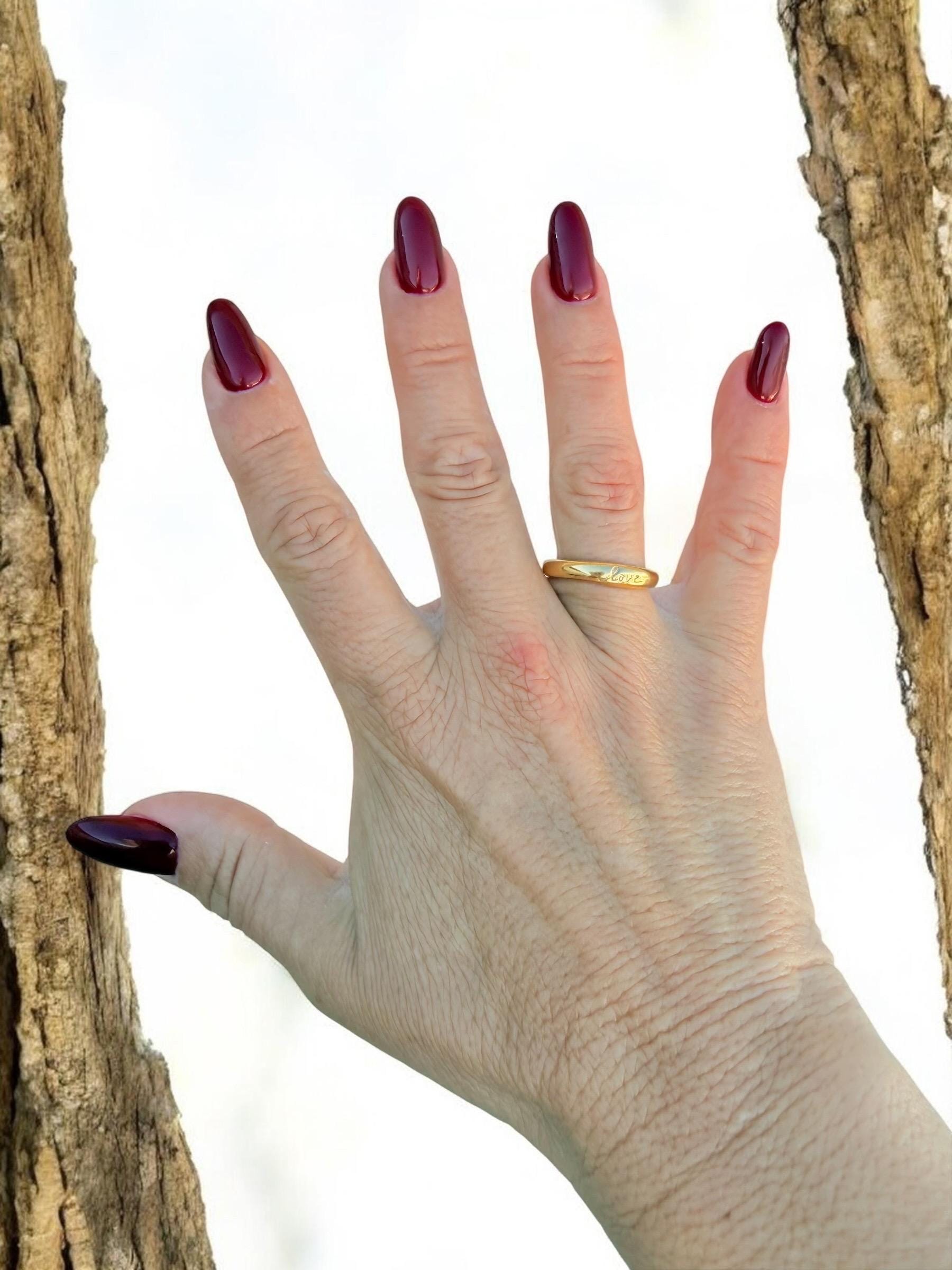 Engraved 'Love' open Band (24k Gold or Silver Plated) - Adjustable Stacking Ring, boho jewelry
