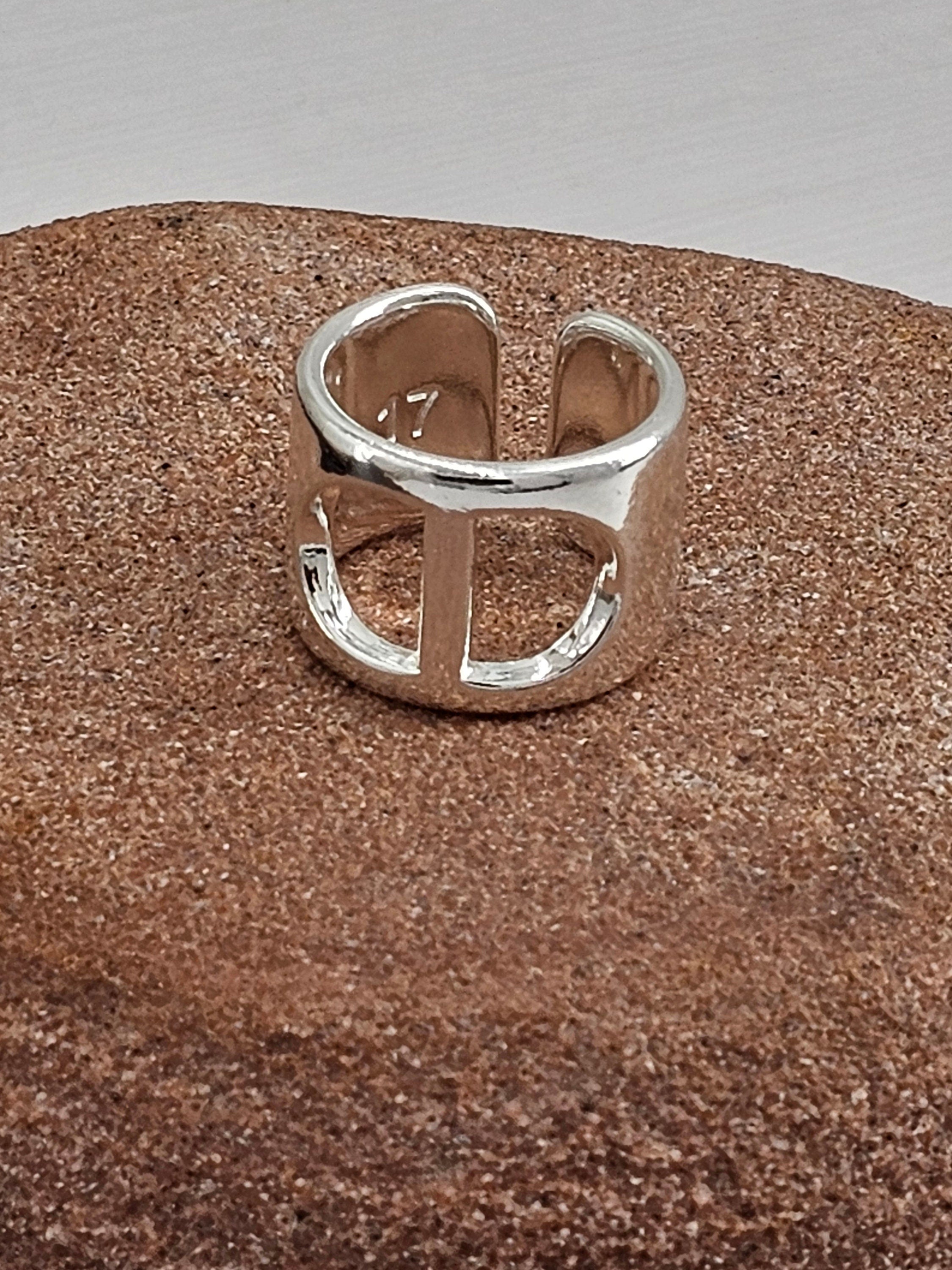 Chunky bold geometric ring silver plated unisex modern jewelry