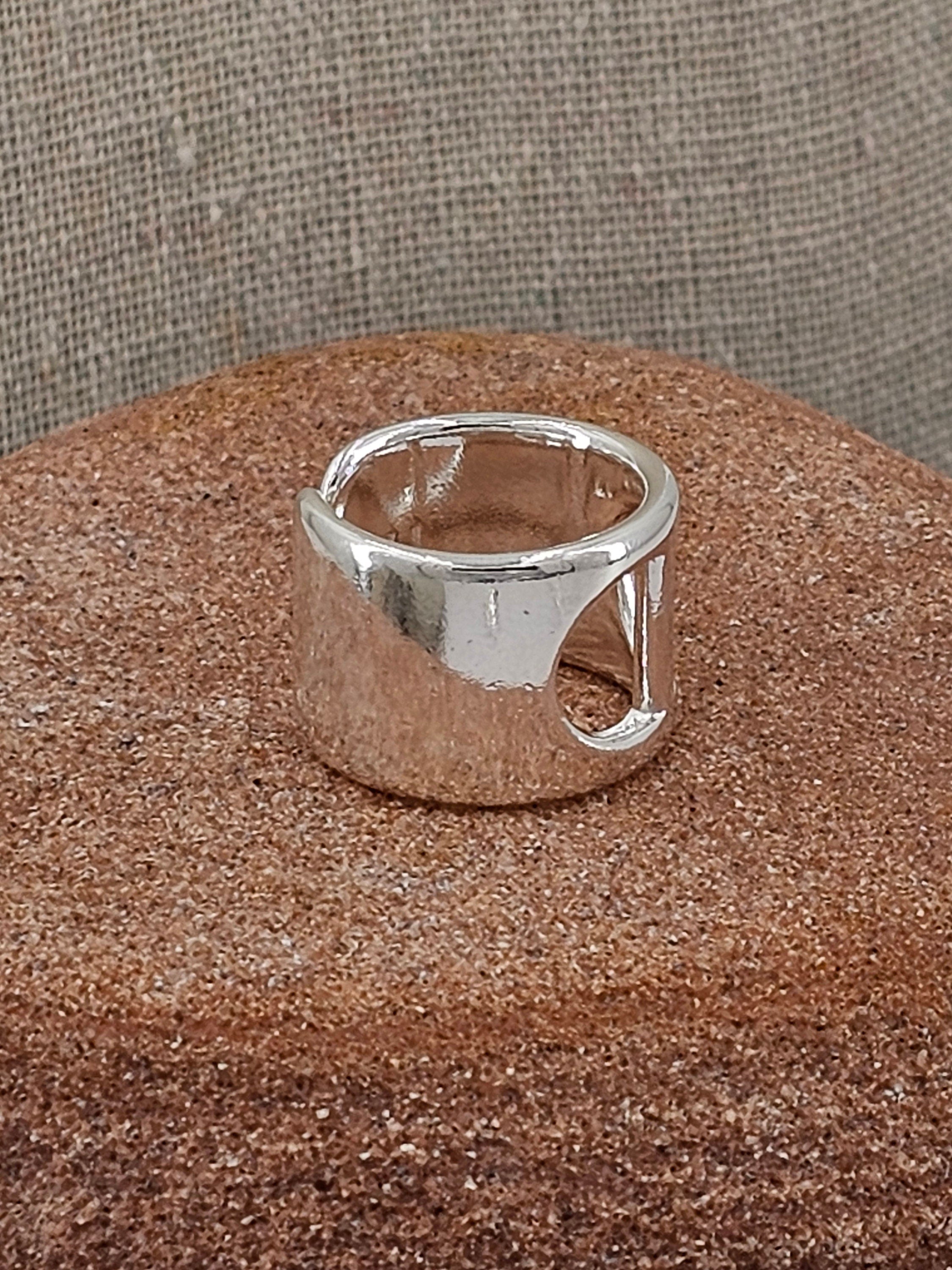 Chunky bold geometric ring silver plated unisex modern jewelry