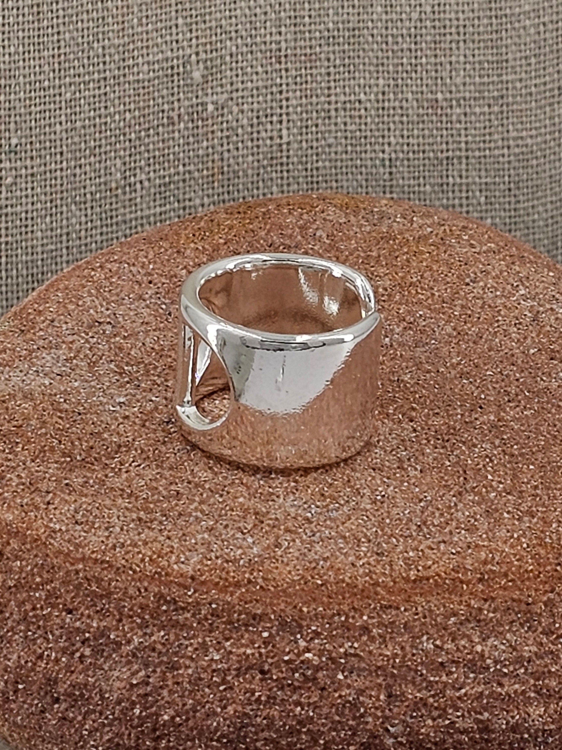 Chunky bold geometric ring silver plated unisex modern jewelry