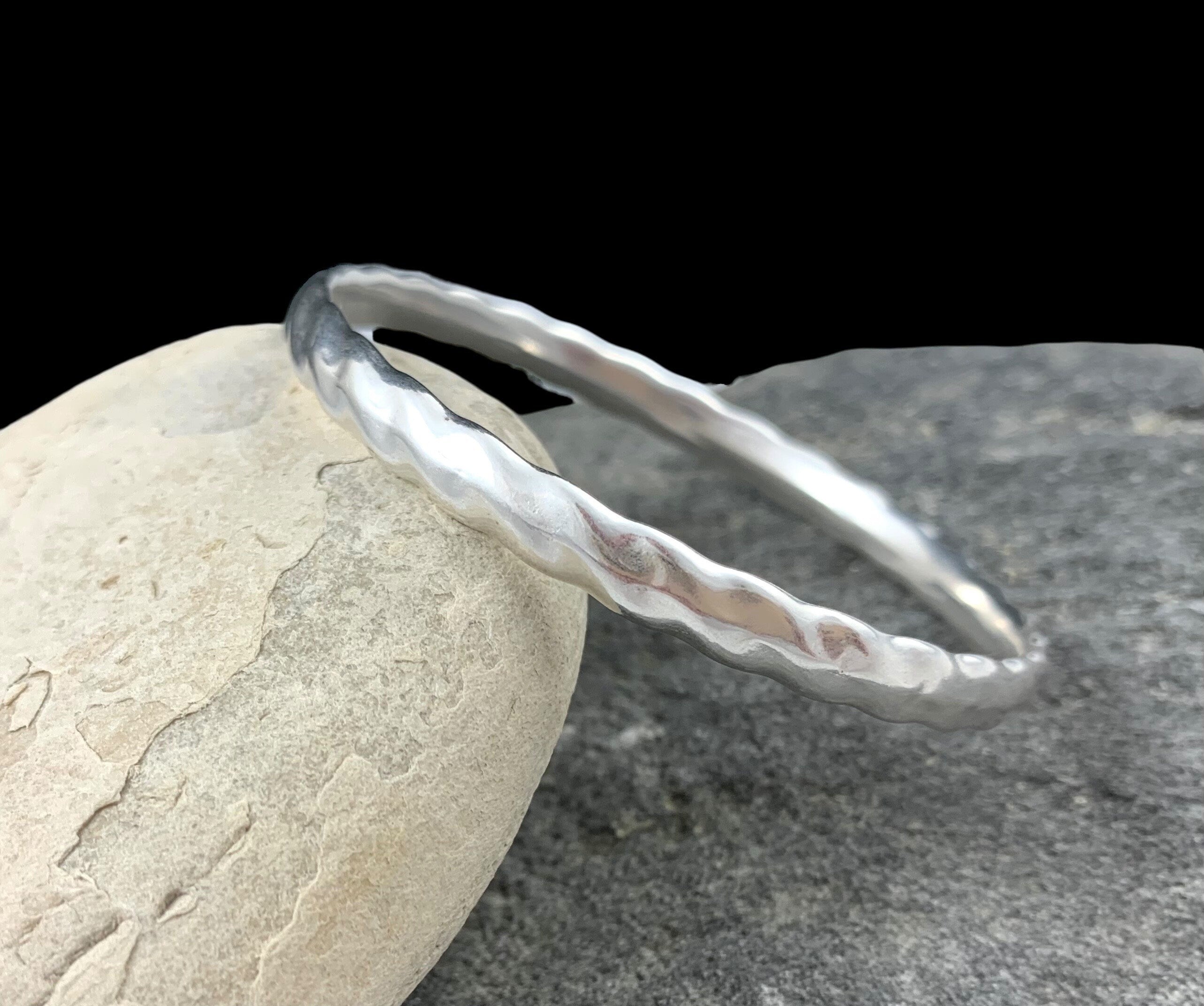 Sterling silver plated hammered bangle, stackable cuff bracelet