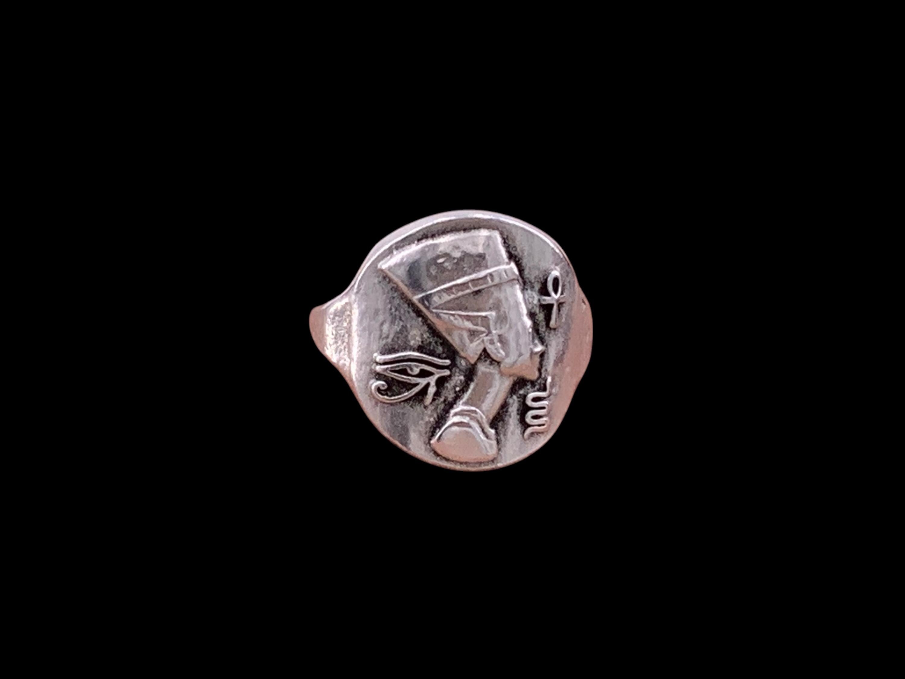 Adjustable Egyptian Ring: Silver Plated Brass Boho Statement Ring
