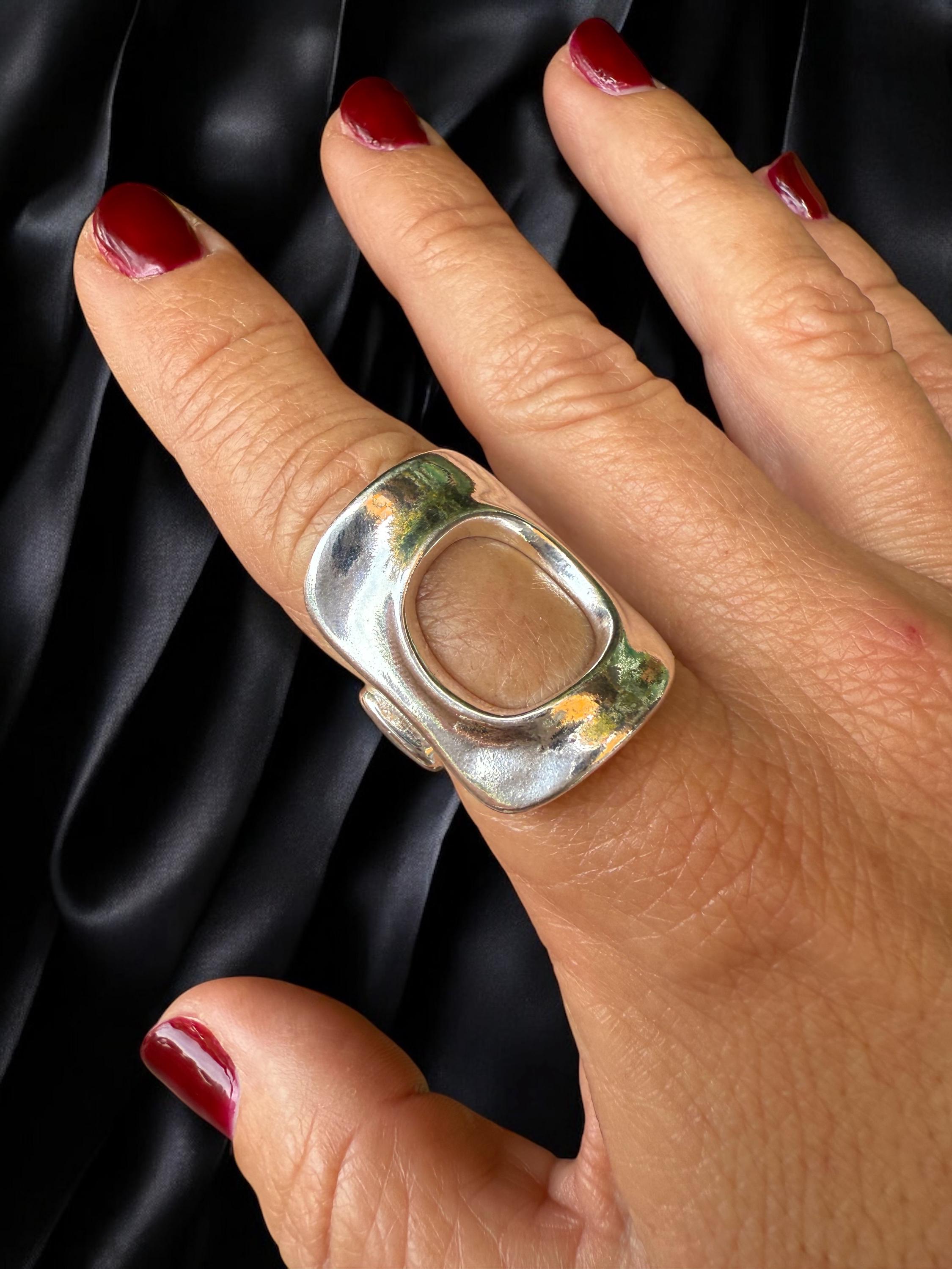 Statement Ring Chunky Silver Ring Gift For Birthday Gift Idea Bold Jewelry Silver Gift For Friend Gift For Mom Trendy
