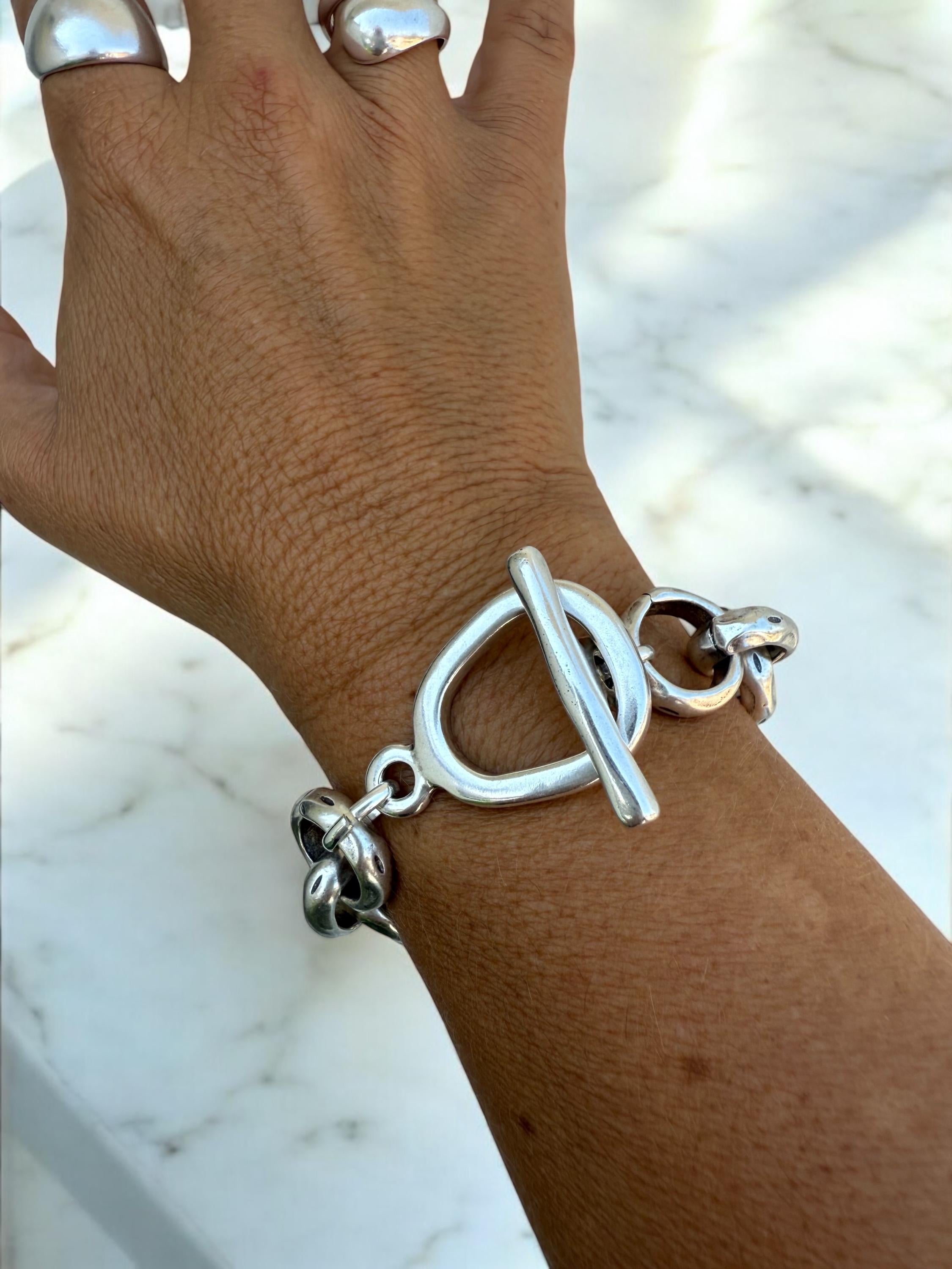 Chunky Silver Chain Bracelet with Toggle Clasp, Heavyweight Statement handmade Jewelry