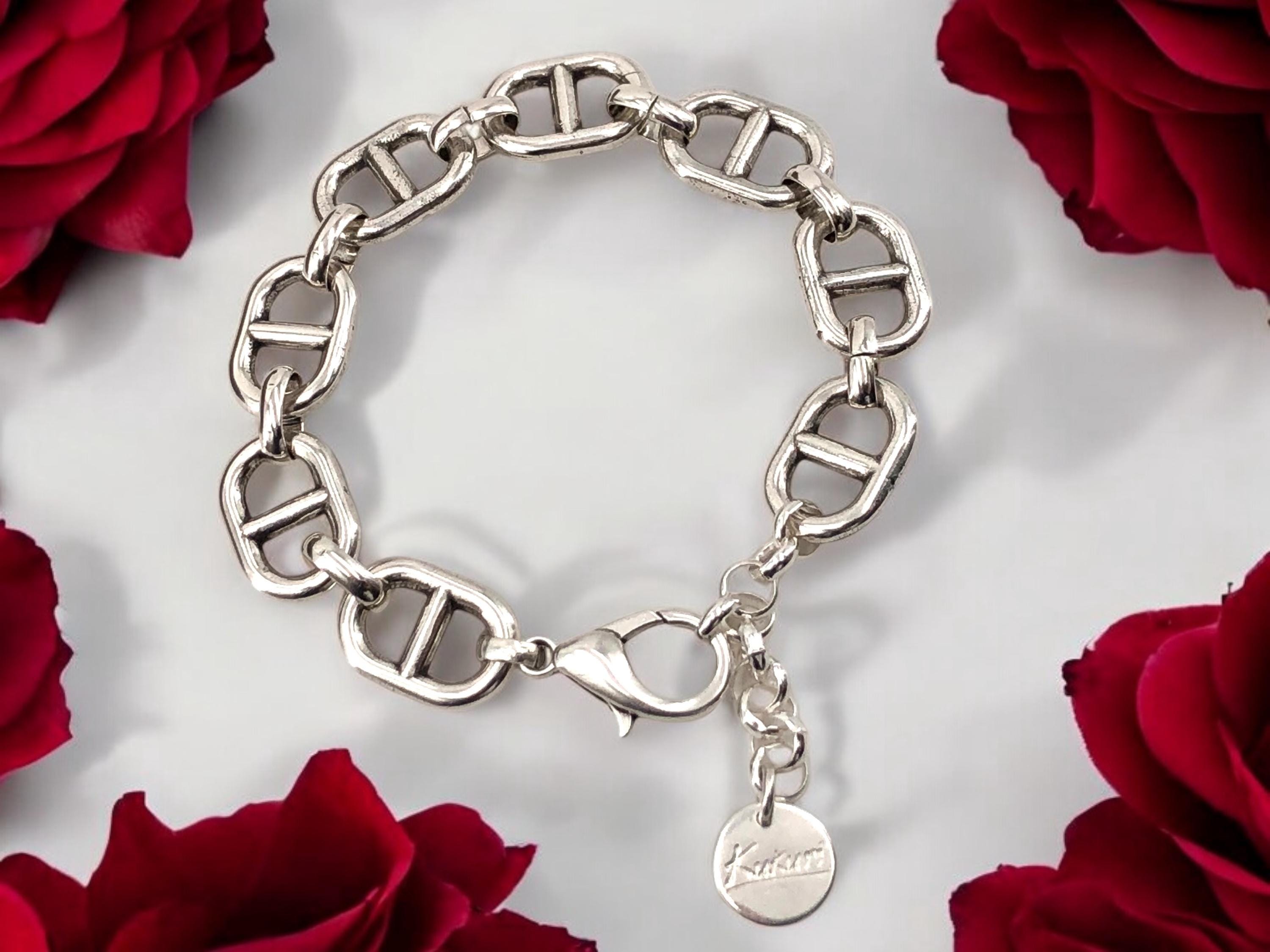 Chunky Silver Anchor Chain Bracelet — Bold calabrote link Design, Handmade Exclusive Kukuri Jewelry