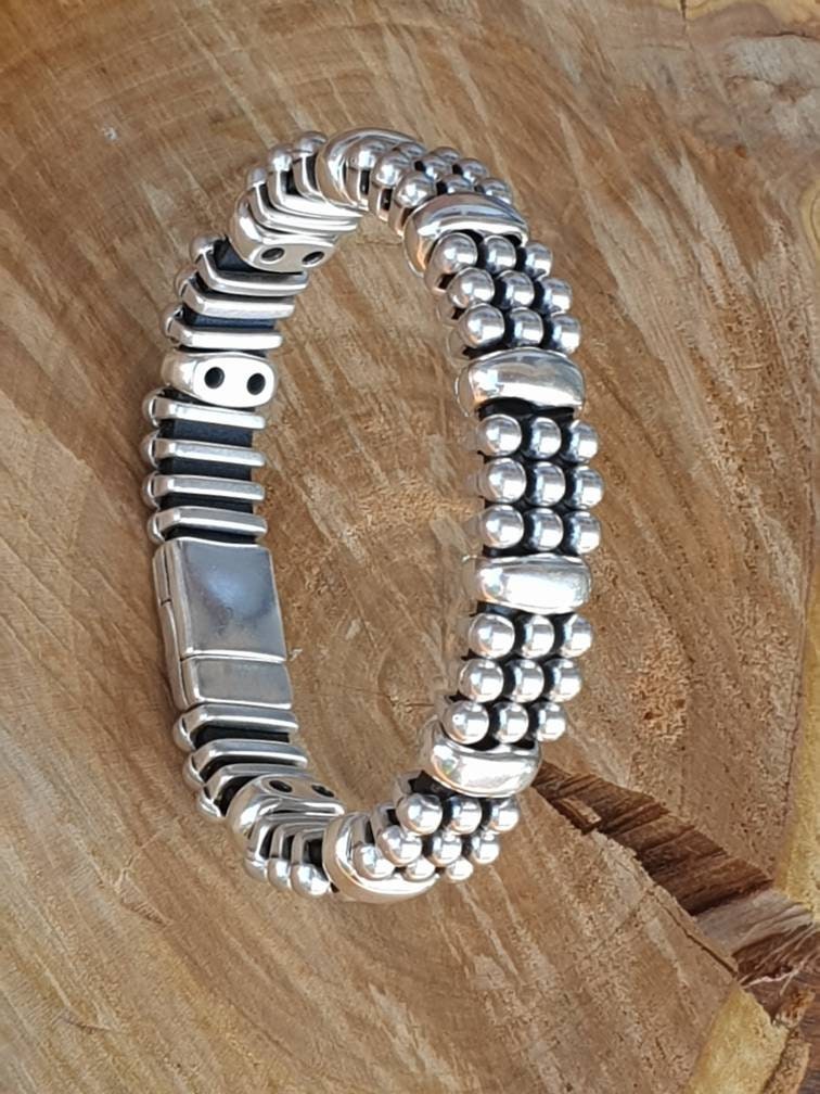 Unisex artisian Industrial chunky silver Metal bracelet