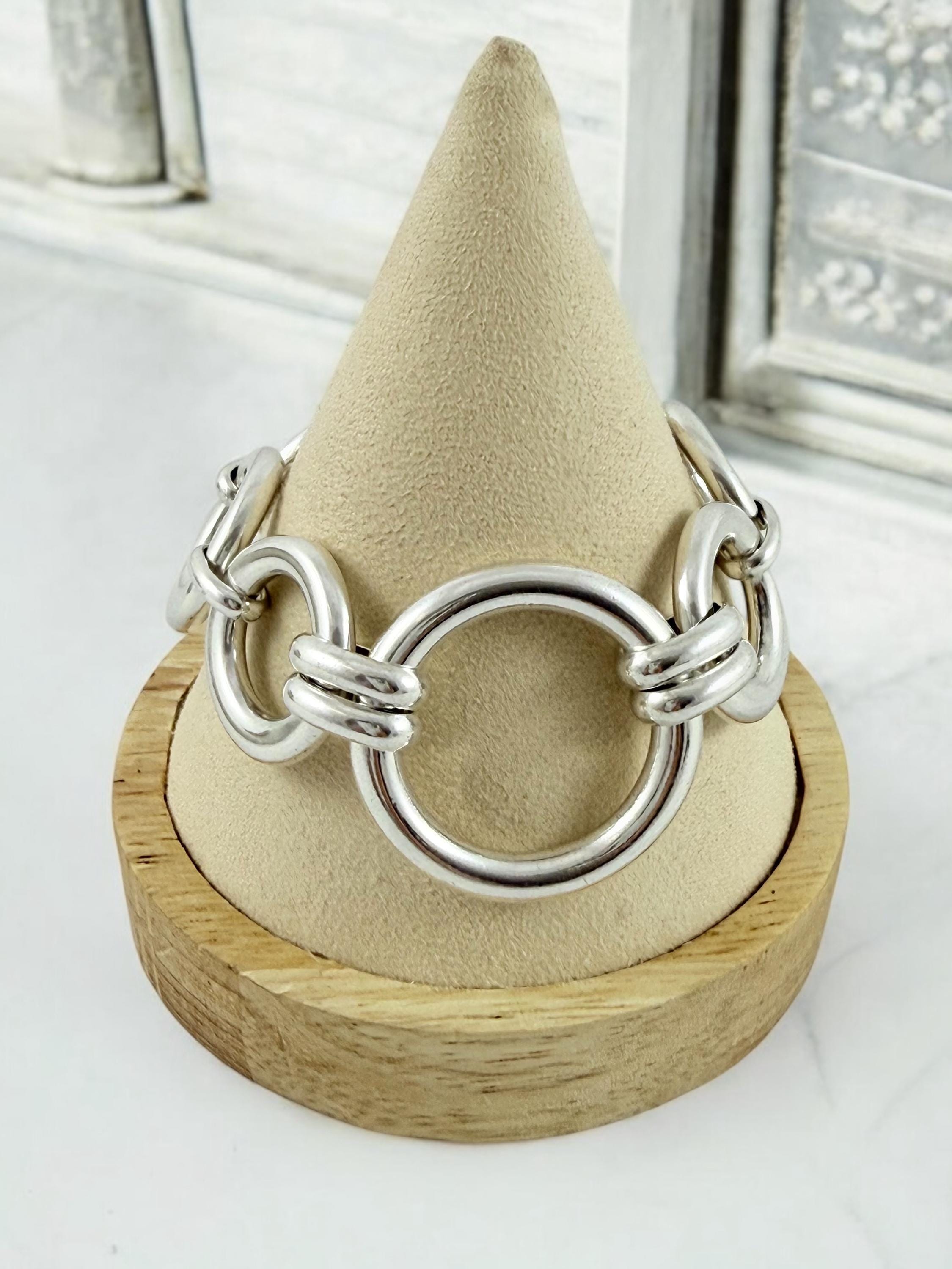 Chunky silver bracelet, toggle bracelet, thick chain bracelet, bold bracelet, solid chain bracelet, heavyweight bracelet,