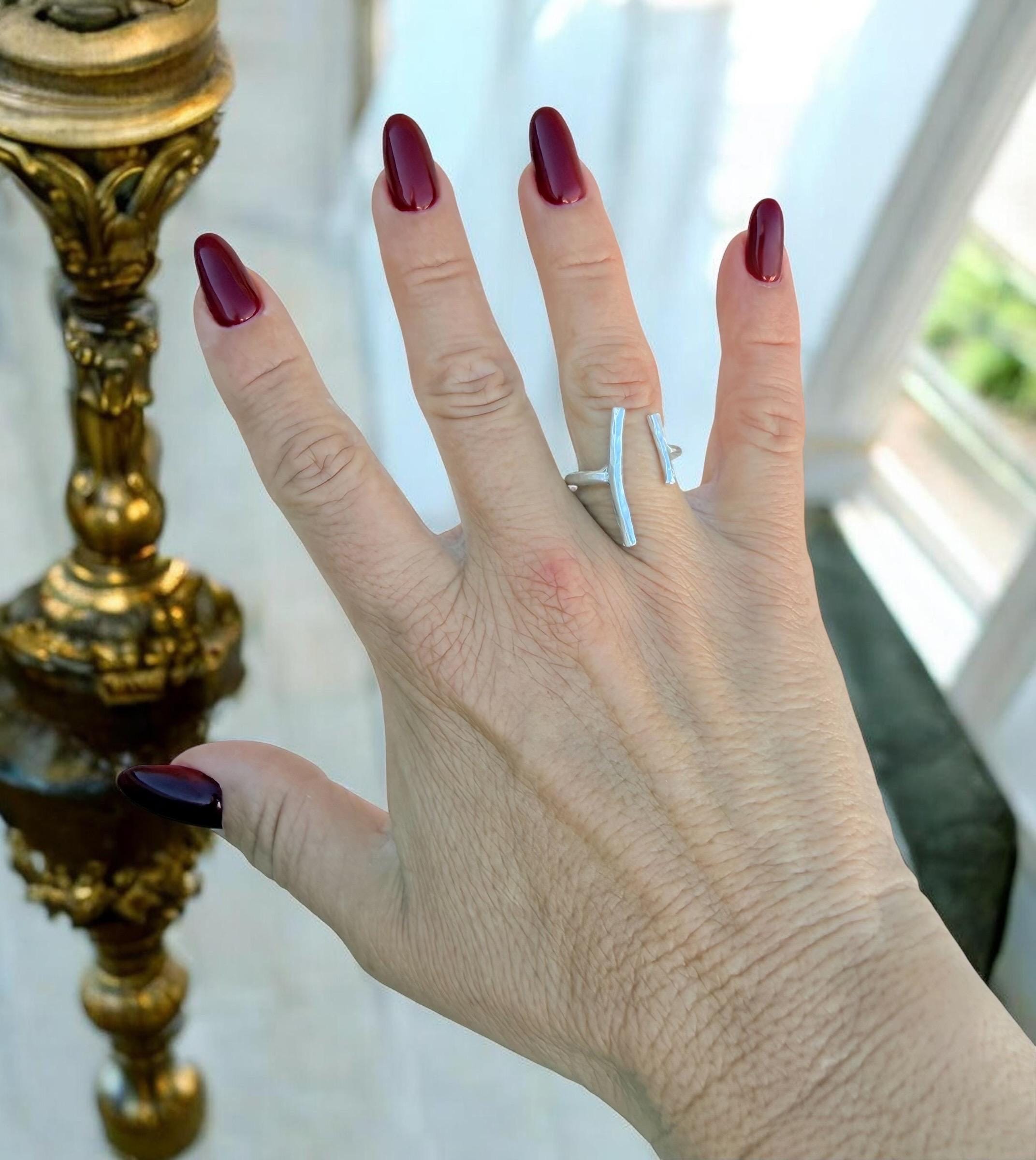 Dainty parallels bars adjustable boho ring in silver pr gold plated finish