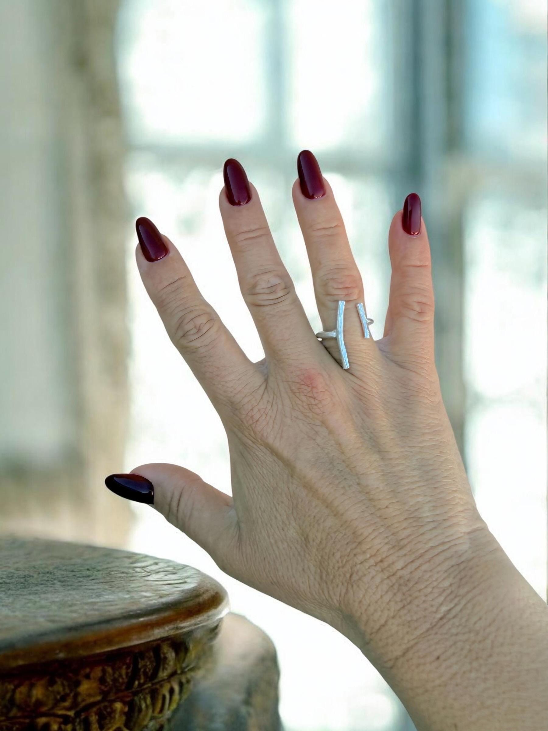 Dainty parallels bars adjustable boho ring in silver pr gold plated finish
