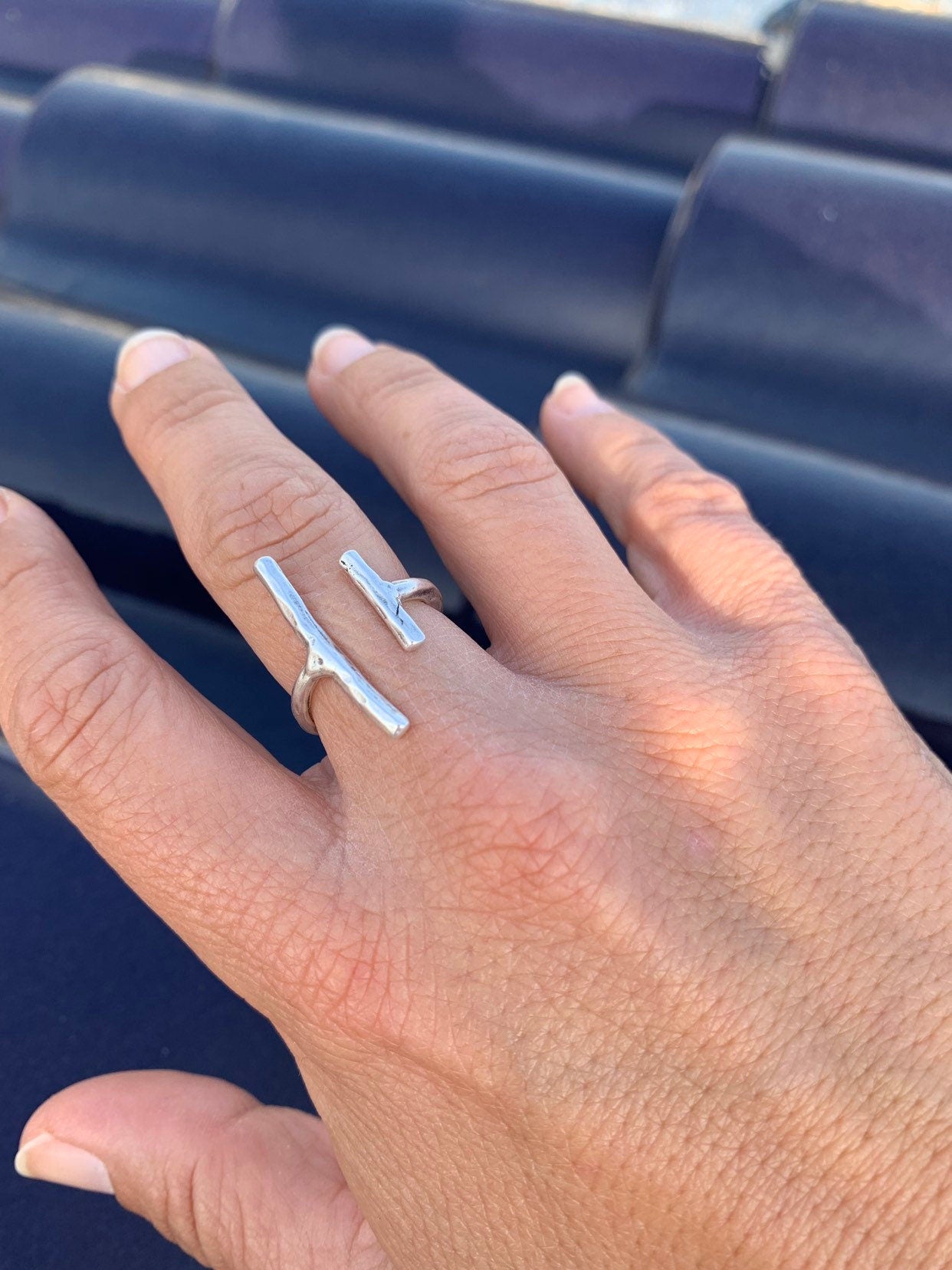 Dainty parallels bars adjustable boho ring in silver pr gold plated finish