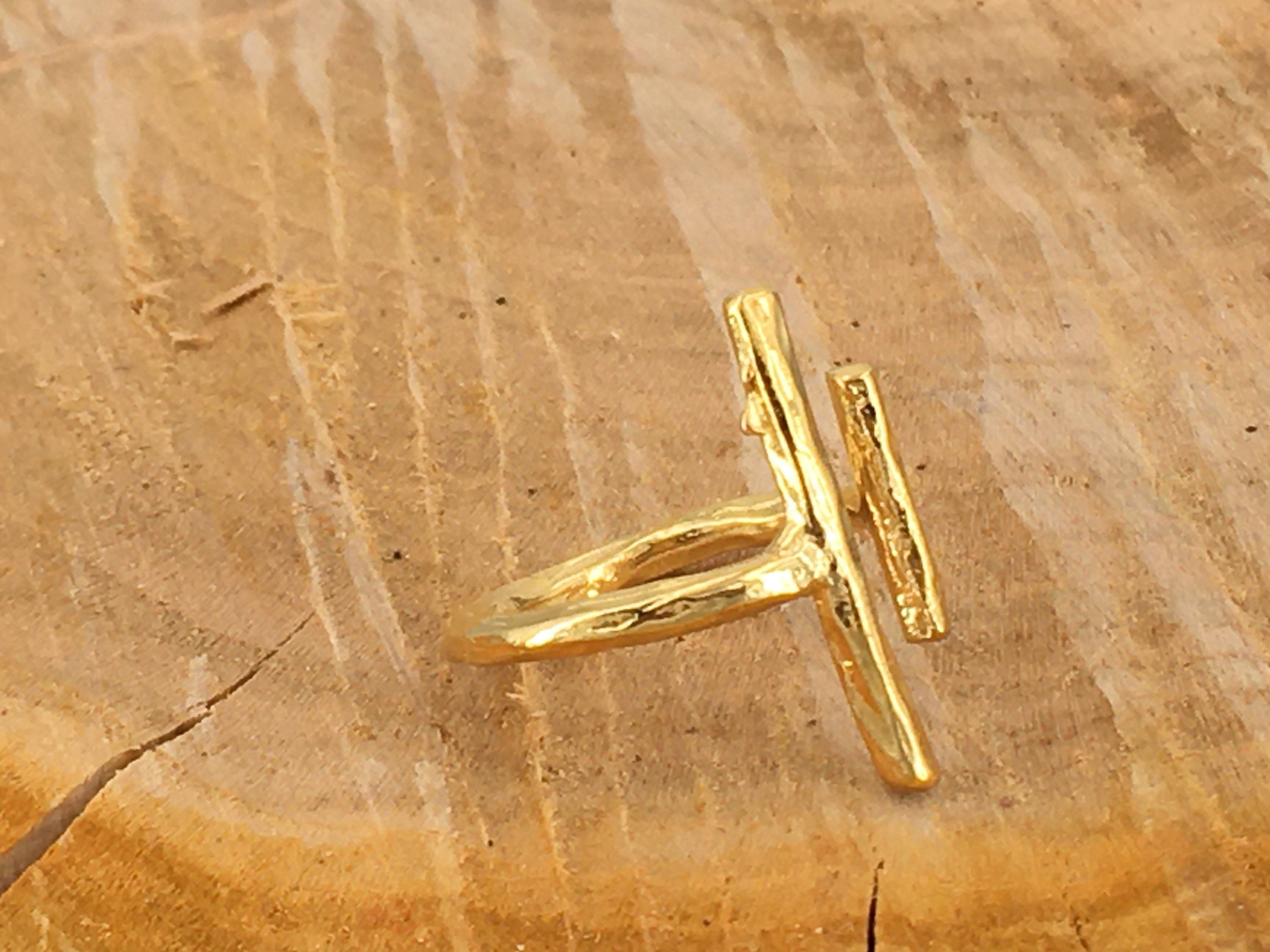 Dainty parallels bars adjustable boho ring in silver pr gold plated finish