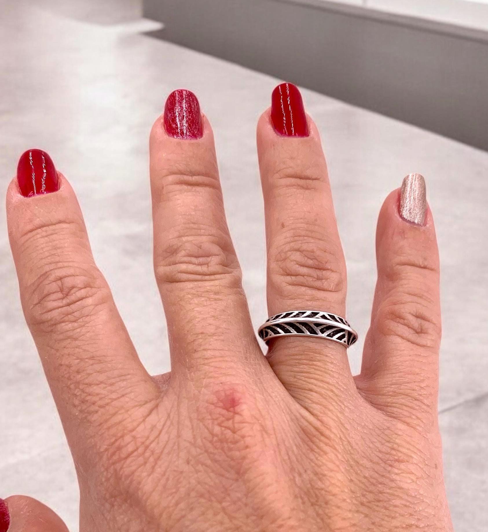Bohemian engraved antique Silver finished ring