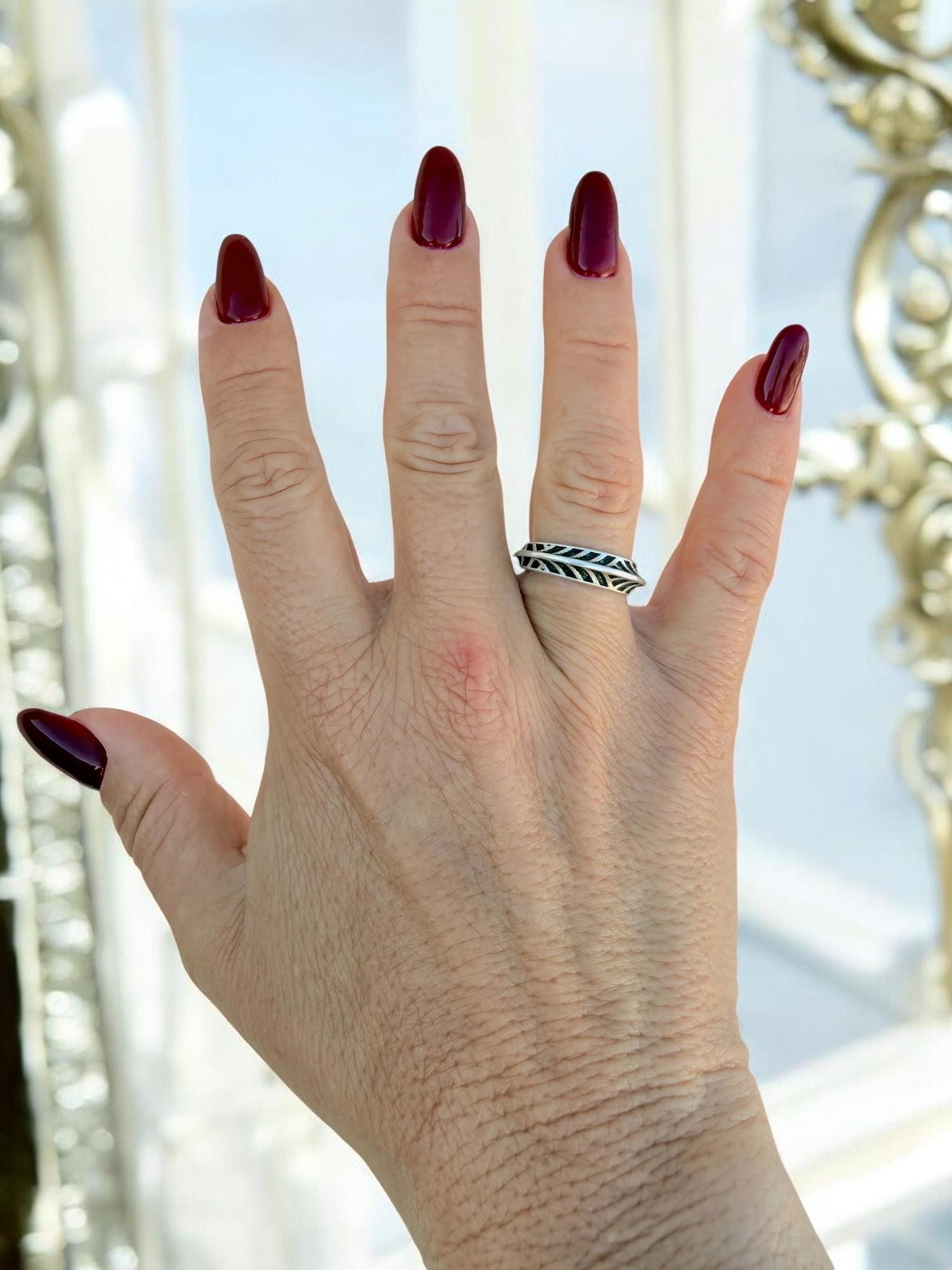 Bohemian engraved antique Silver finished ring