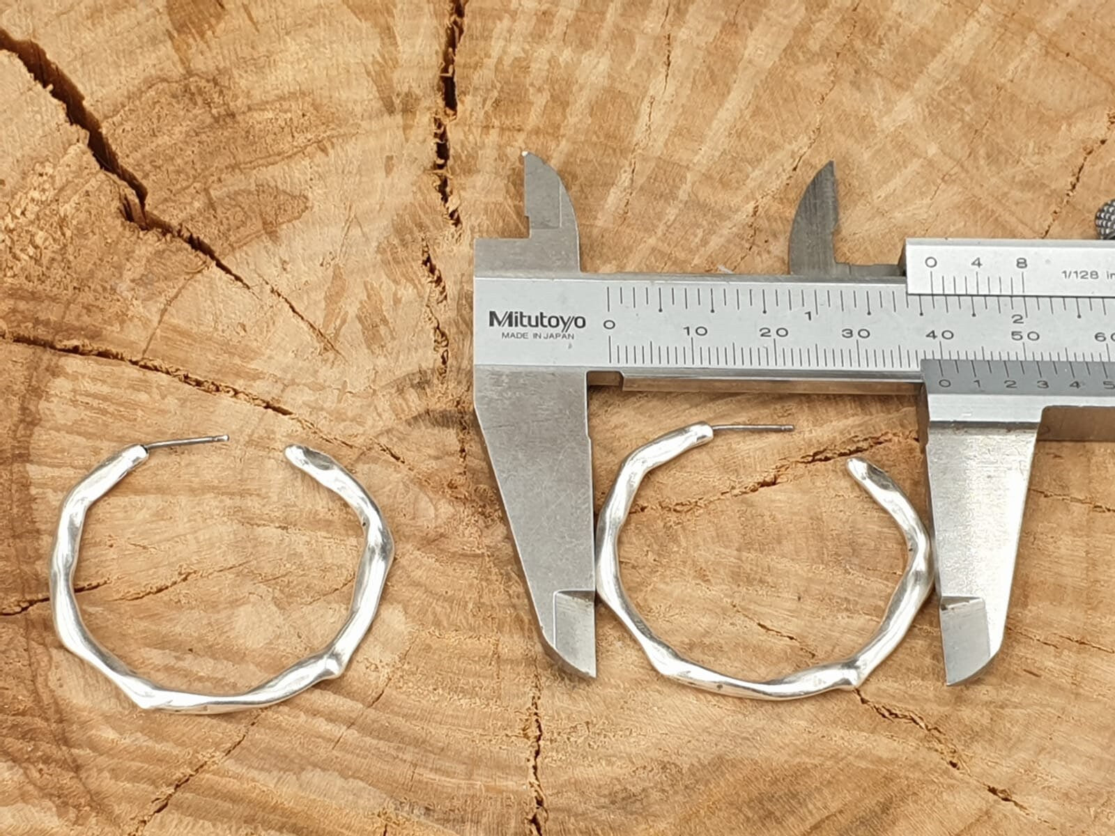 Large Organic Hammered Hoop Earrings, 24k Gold or Silver Plating, Surgical Steel Posts