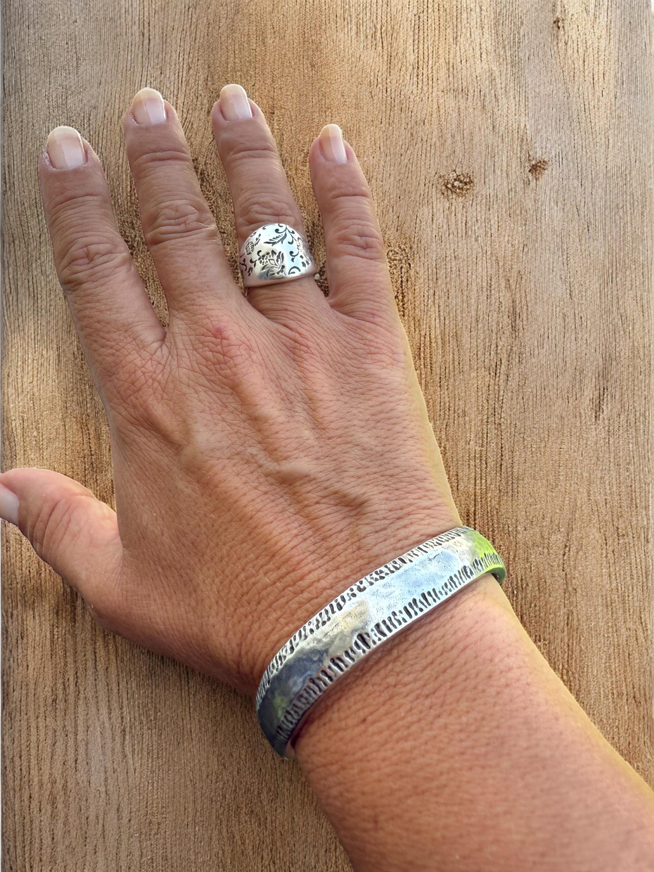 Adjustable Silver-Plated Brass Cuff – Unisex Handmade bold Bracelet - open bangle