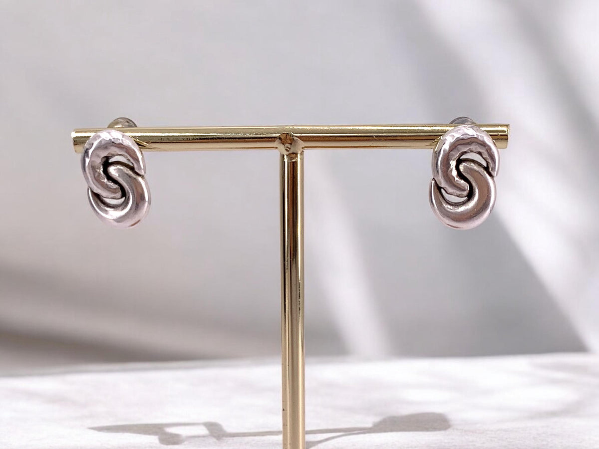 Silver Plated Infinity Stud Earrings, Chunky Dome Design