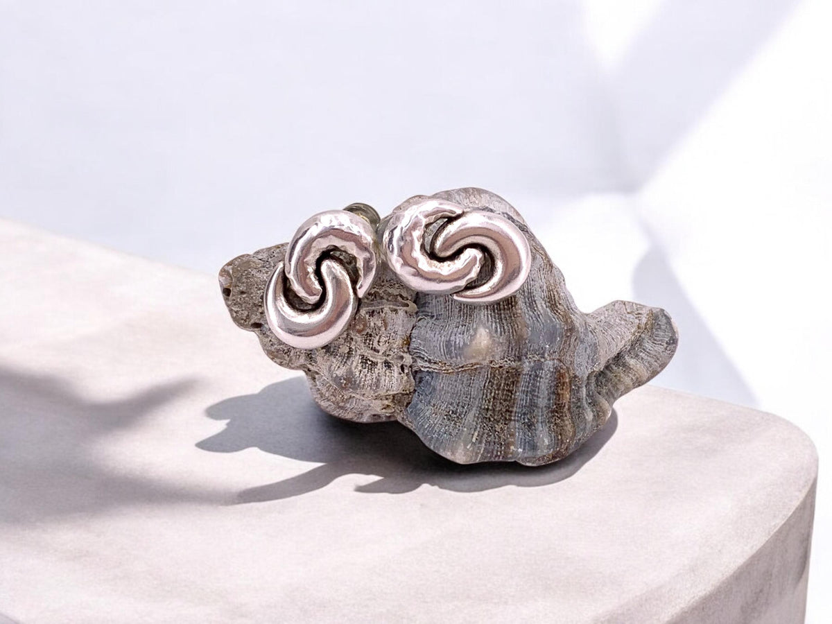 Silver Plated Infinity Stud Earrings, Chunky Dome Design