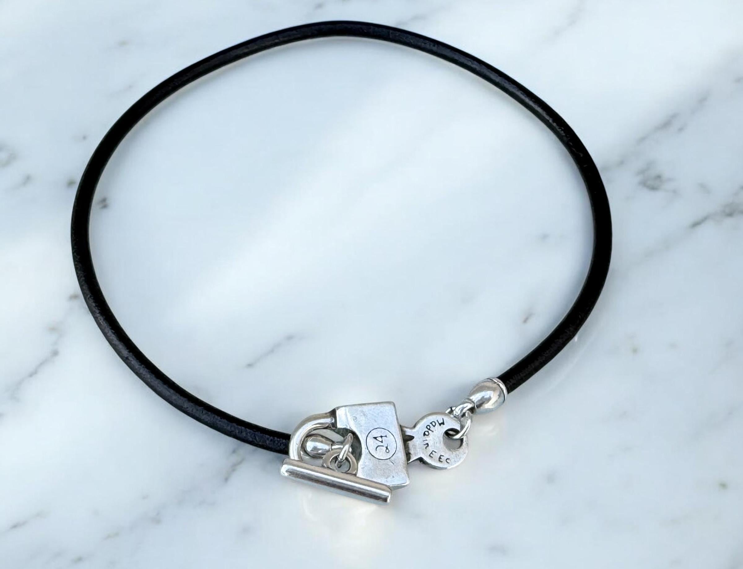 Handmade Leather Choker Necklace, Padlock Toggle Clasp, Rock Boho Style