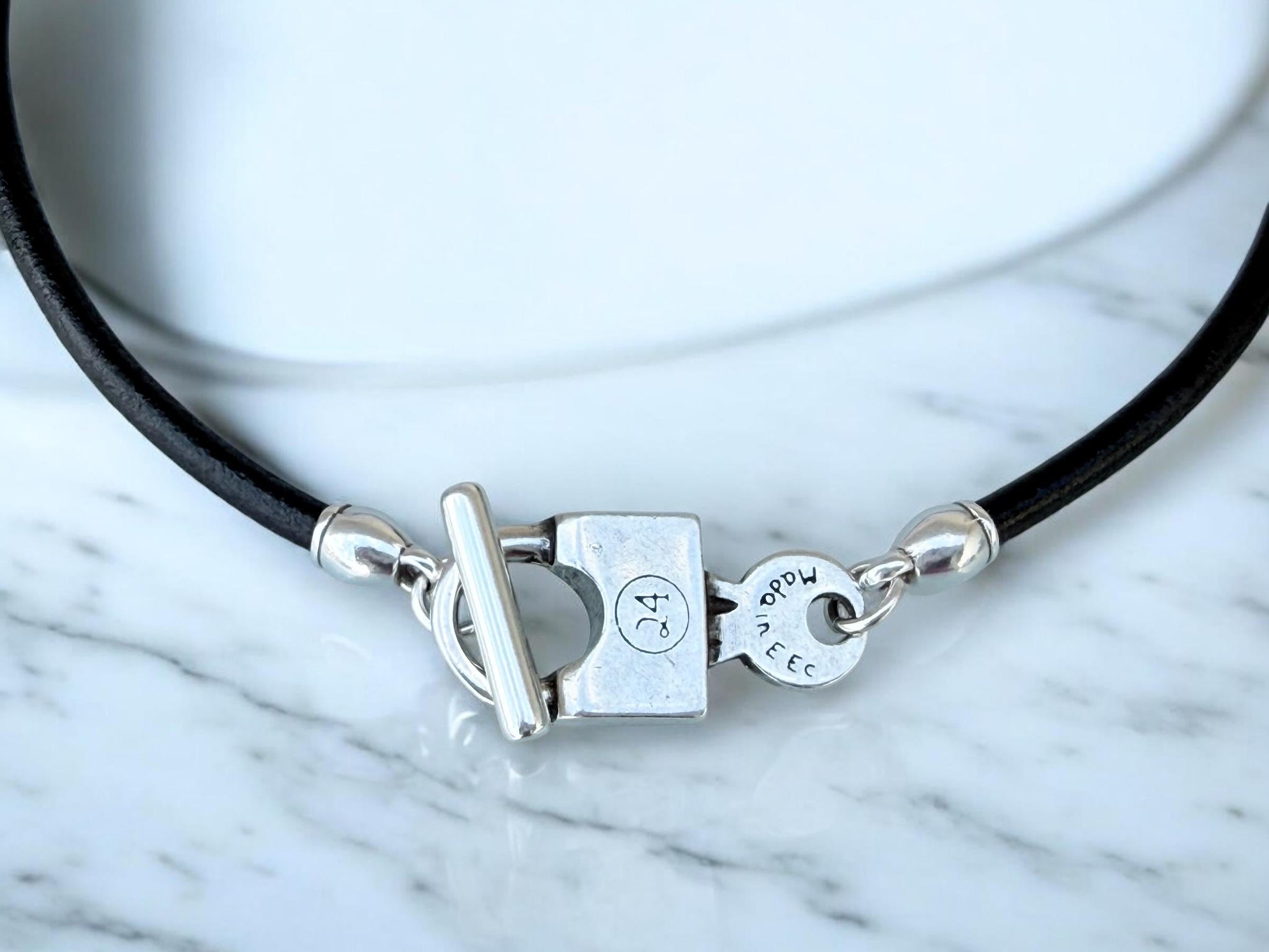 Handmade Leather Choker Necklace, Padlock Toggle Clasp, Rock Boho Style