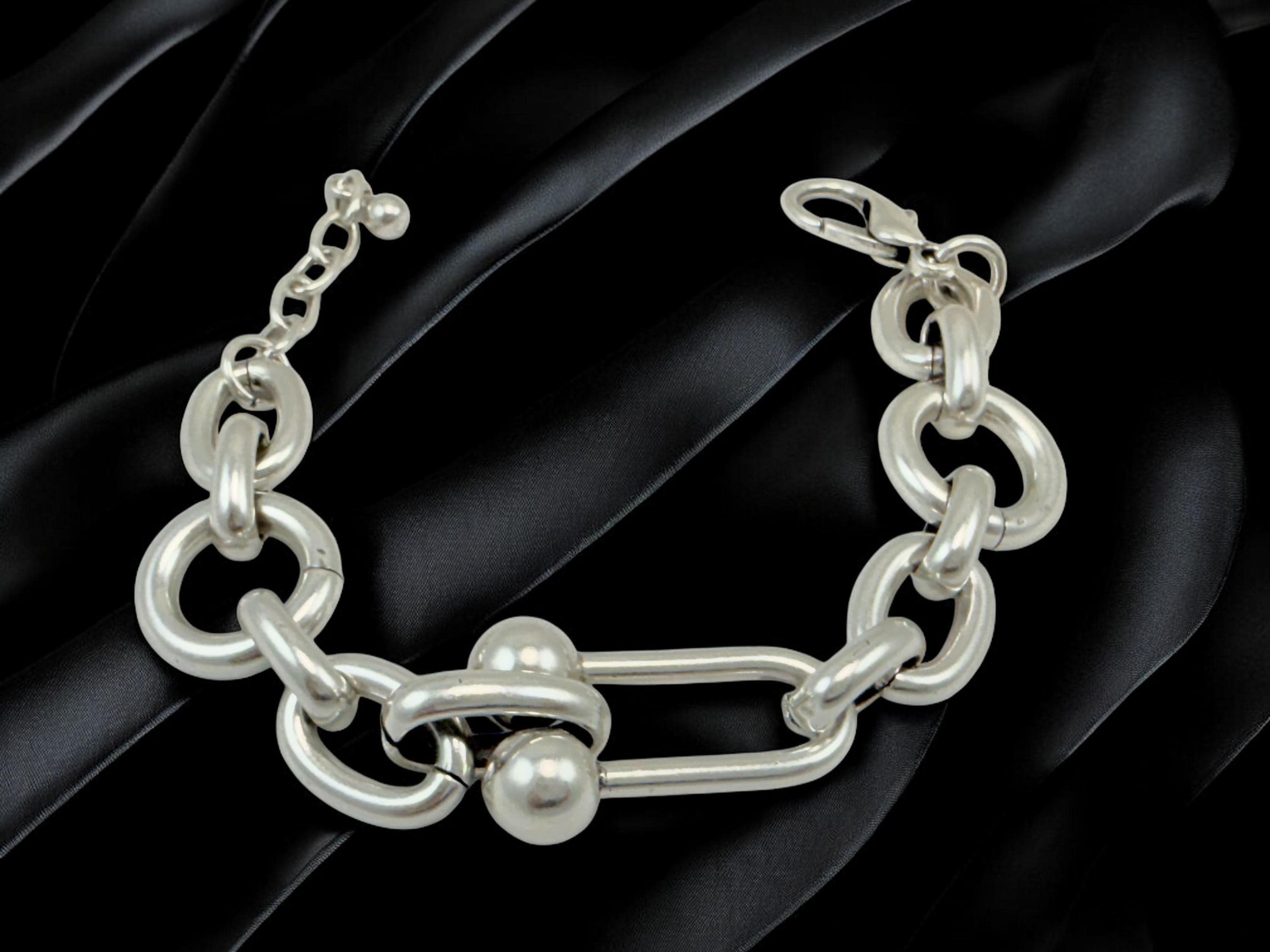 Chunky silver bracelet, bold link bracelet, thick chain bracelet, statement boho bracelet, , bracelet, women birthday gift