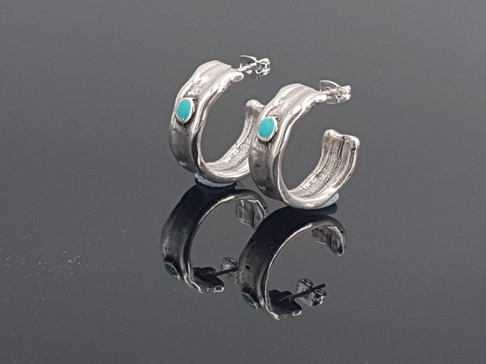 Chunky silver hammered hoops earrings, bohemian bold jewelry