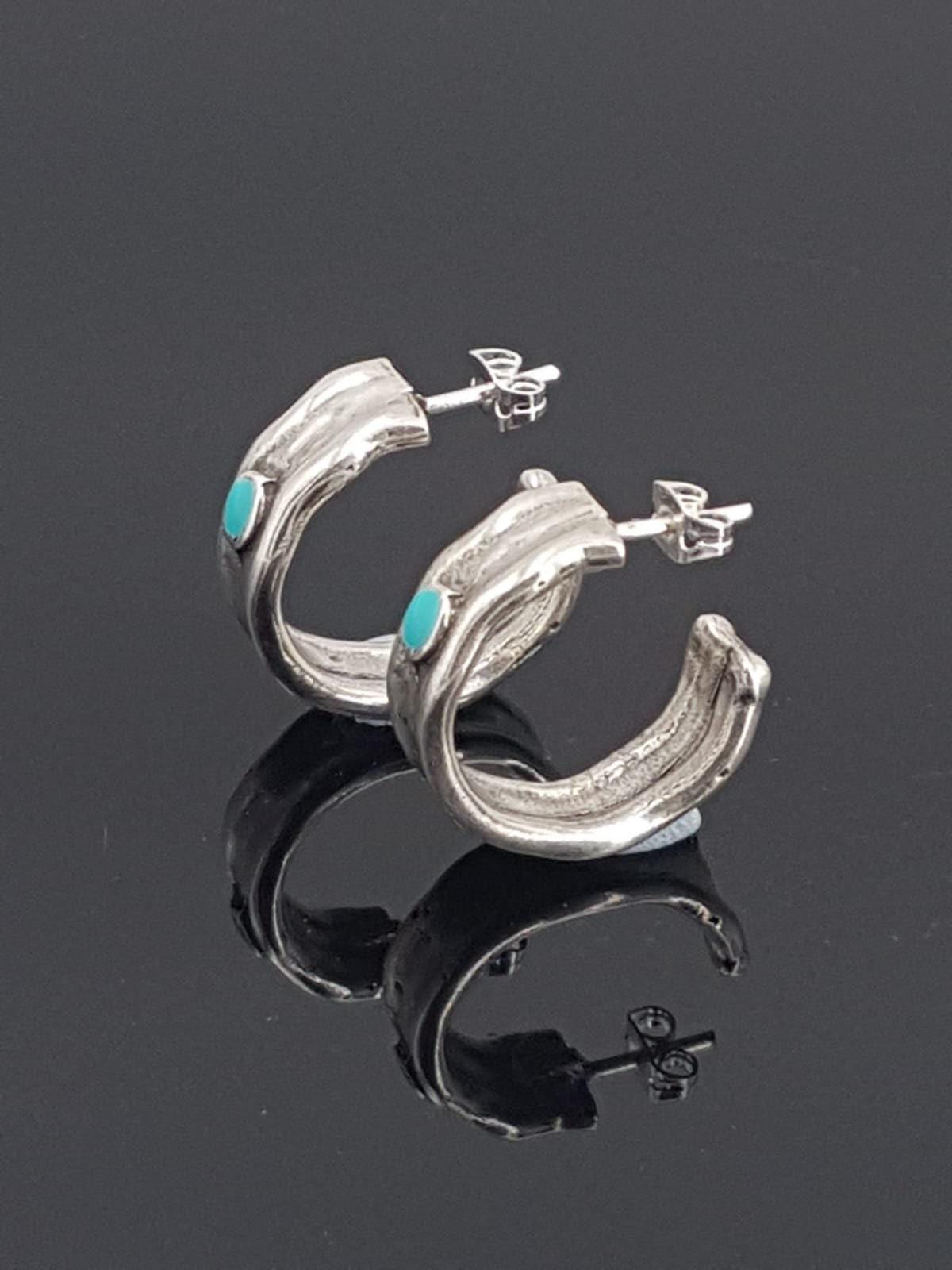 Chunky silver hammered hoops earrings, bohemian bold jewelry