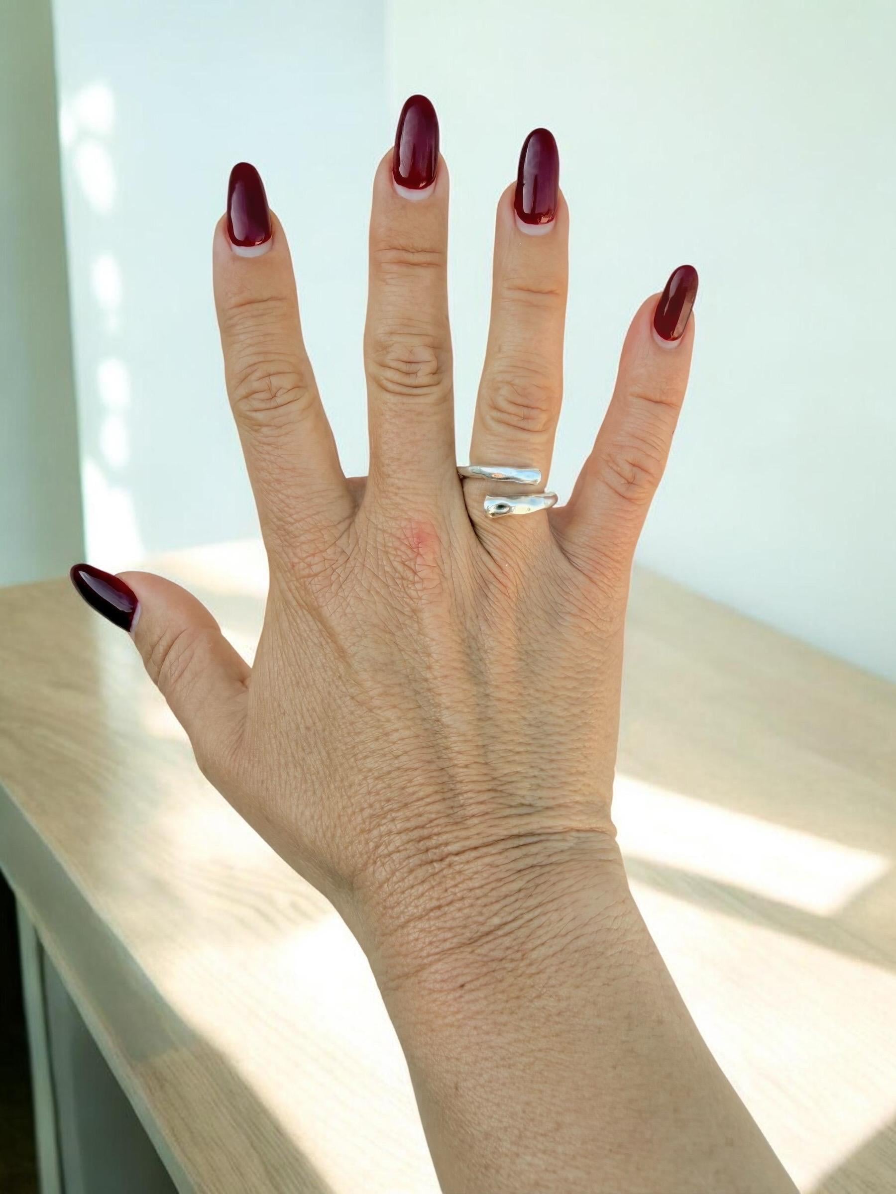 Wrap hammered open chunky silver ring, bold design, rock style jewelry
