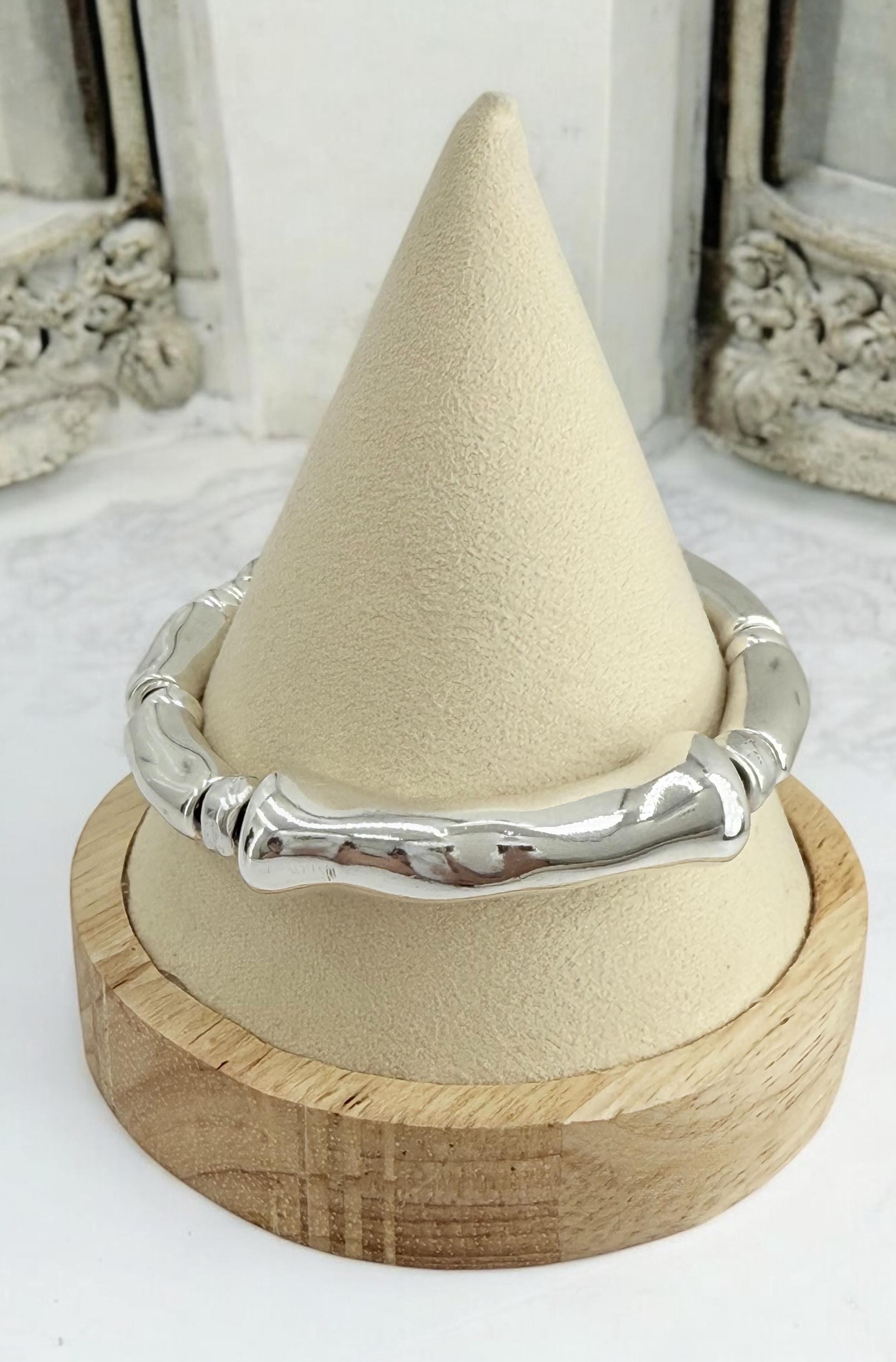 Silver thick tube chunky bracelet, bold adjustable cuff, sculptural design