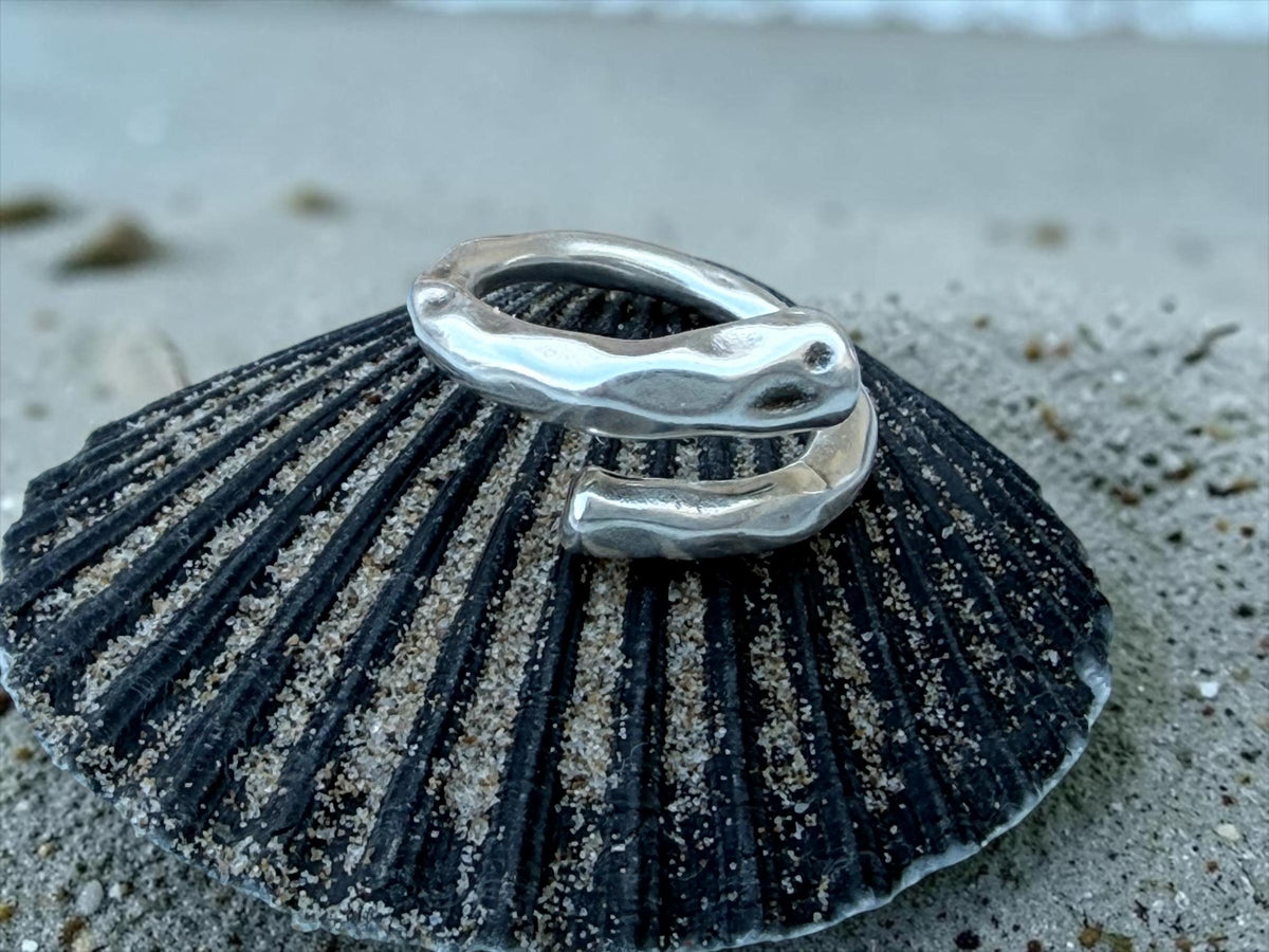 Wrap hammered open chunky silver ring, bold design, rock style jewelry